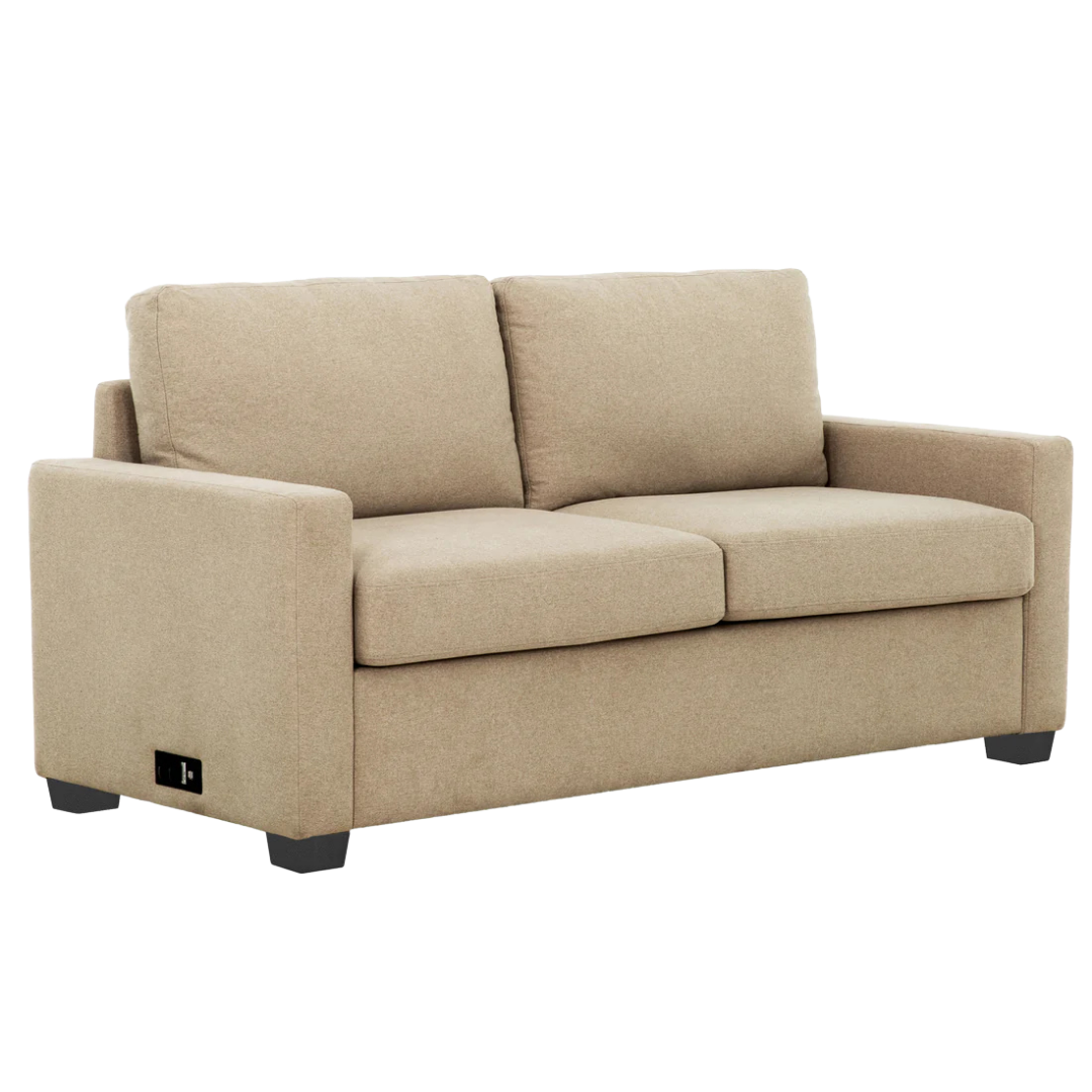 Lunaro – Canapé-lit convertible avec matelas à mémoire de forme et port USB – Beige lin