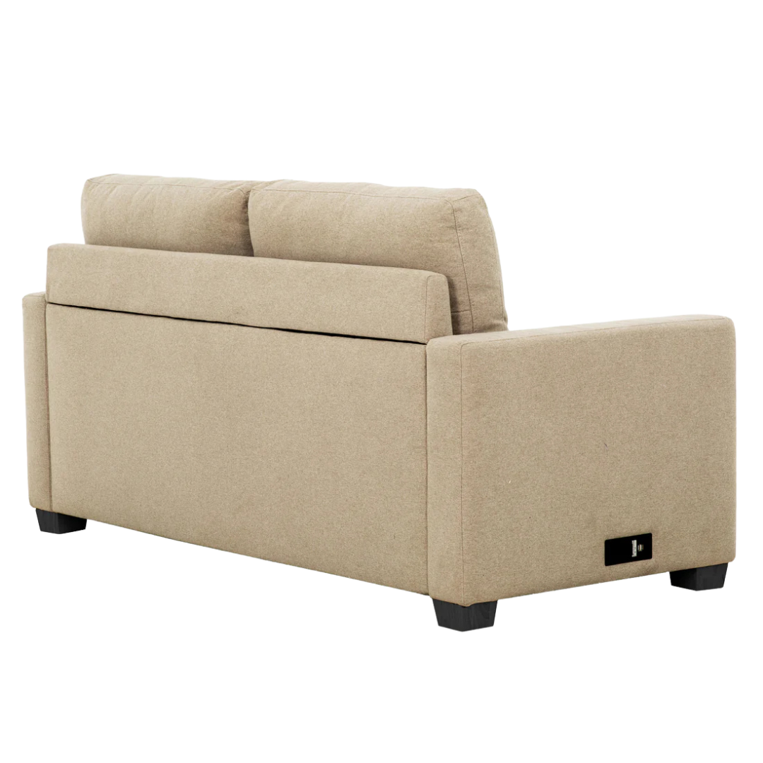 Lunaro – Canapé-lit convertible avec matelas à mémoire de forme et port USB – Beige lin