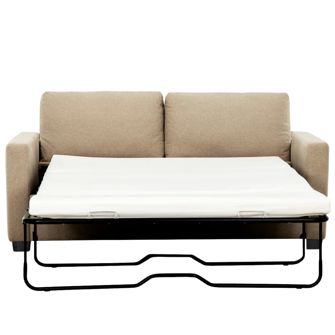 Lunaro – Canapé-lit convertible avec matelas à mémoire de forme et port USB – Beige lin