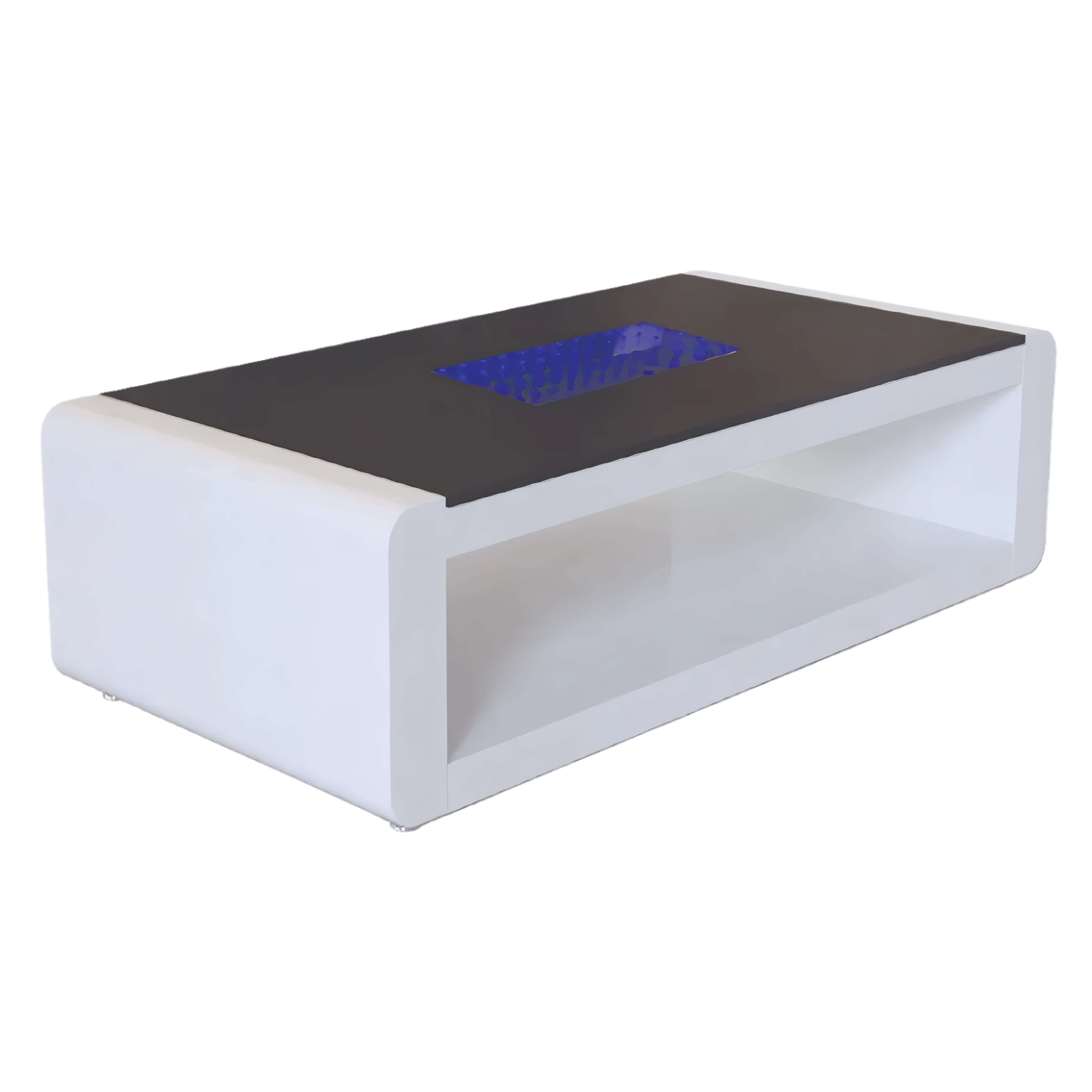 Lunavia – LED Lacquer Coffee Table – Black Glass Top