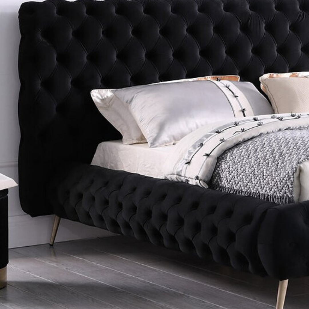 Luxorin – Queen Bed – Velvet (Black)
