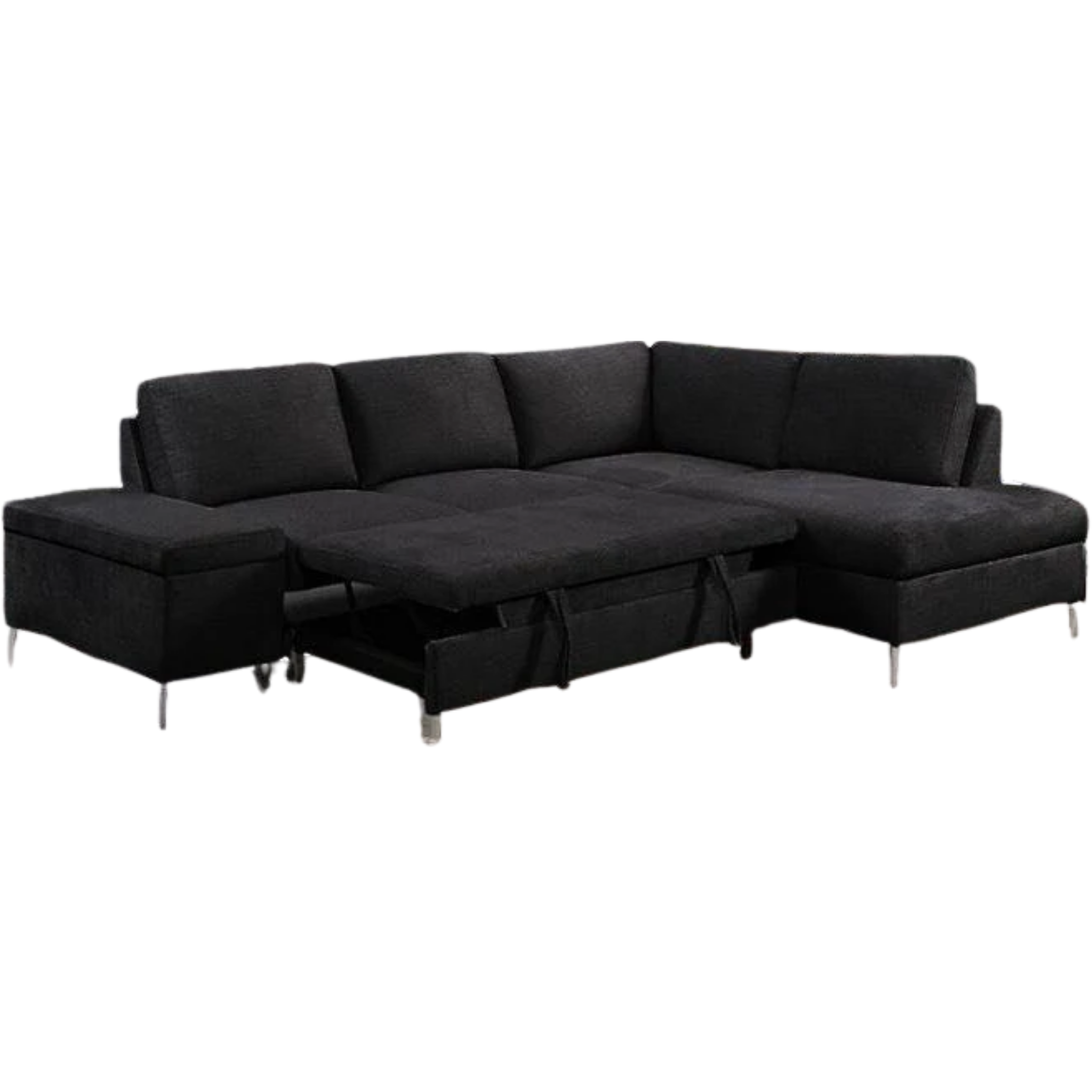 Lyon - Modern Fabric Sofa Bed Sectional With Storage Armrest