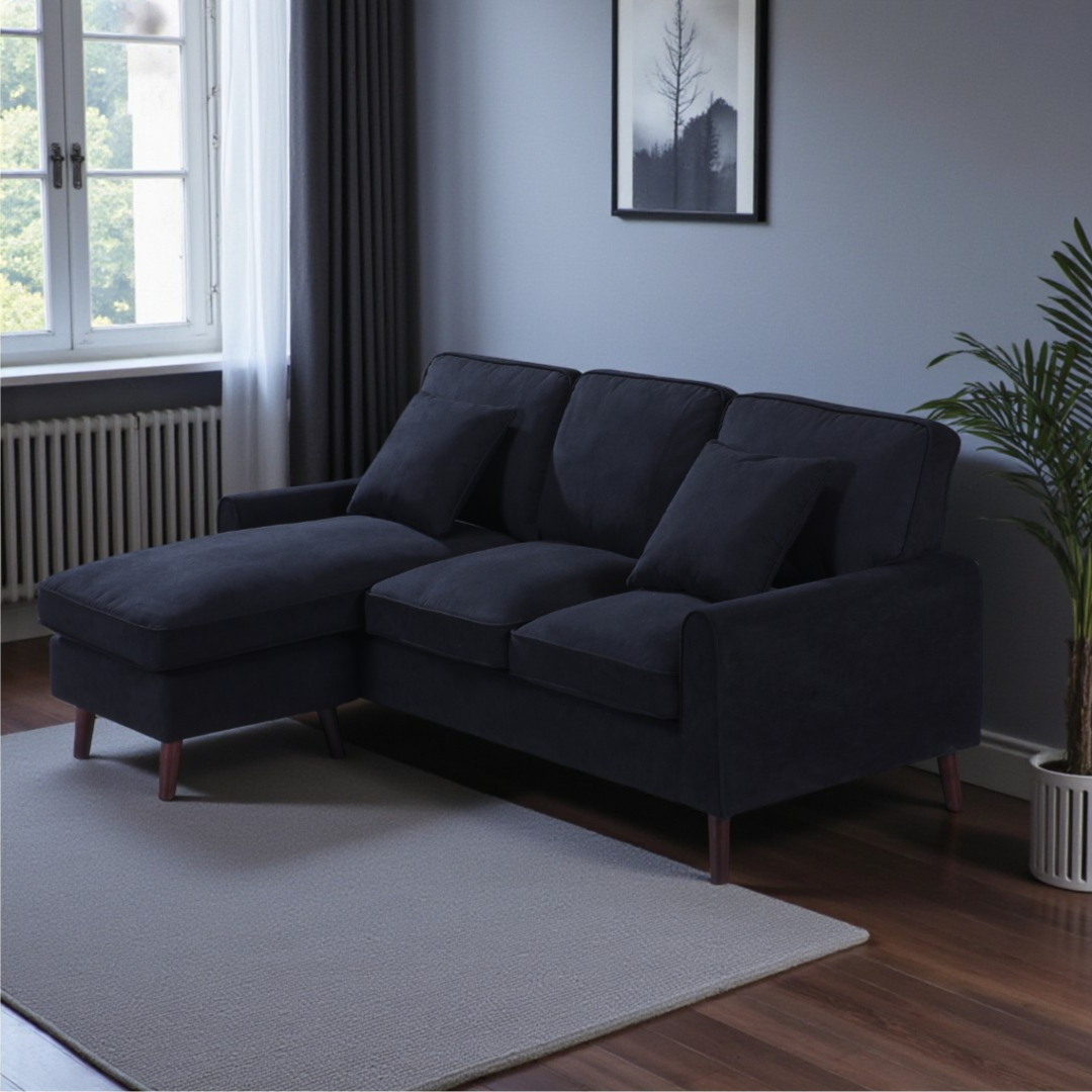 Merano – Reversible Sofa Sectional – Black Velvet
