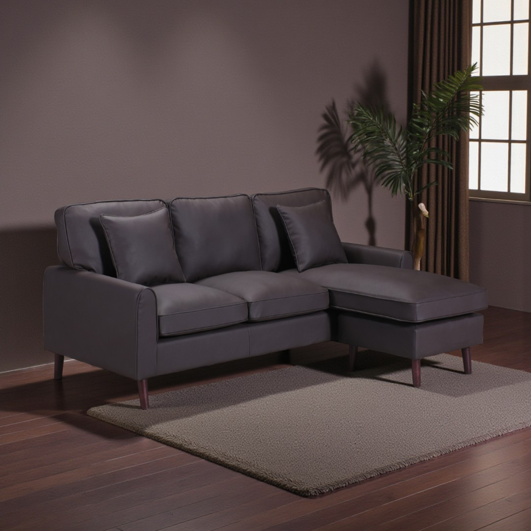 Merano – Reversible Sofa Sectional – Brown Faux Leather