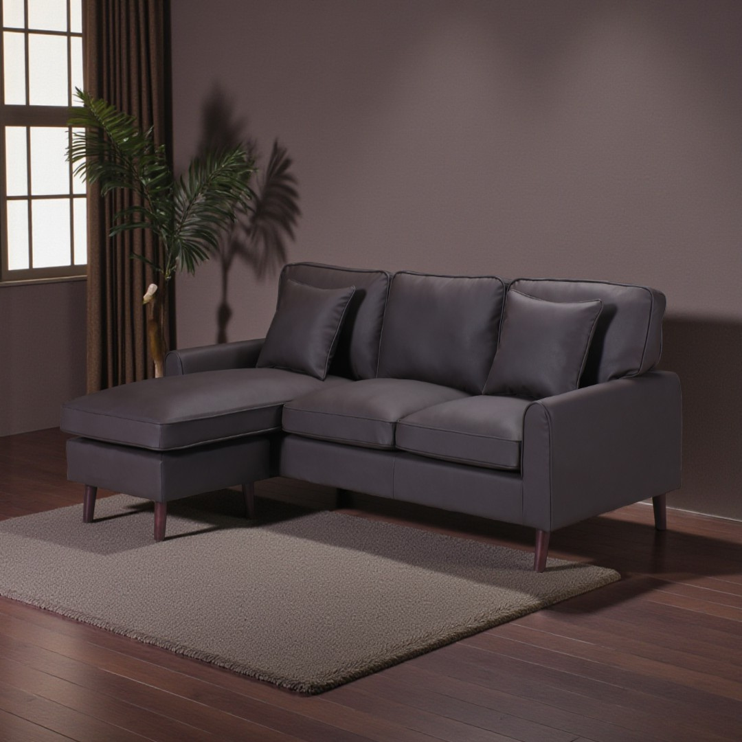 Merano – Reversible Sofa Sectional – Brown Faux Leather