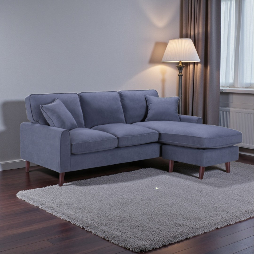 Merano – Reversible Sofa Sectional – Grey Velvet