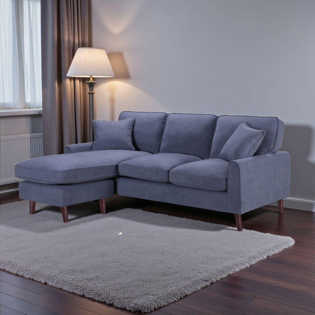 Merano – Reversible Sofa Sectional – Grey Velvet