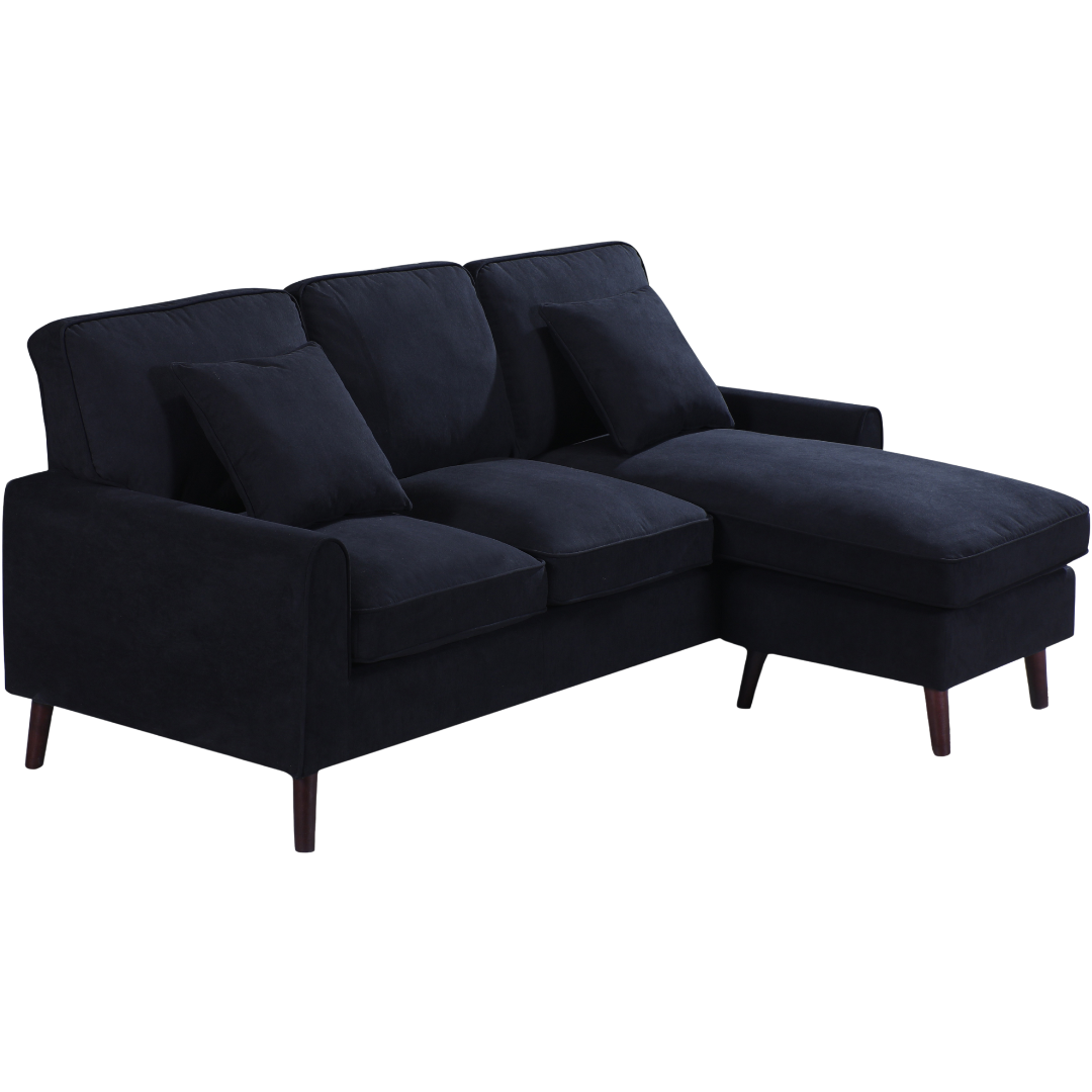 Merano – Reversible Sofa Sectional – Black Velvet