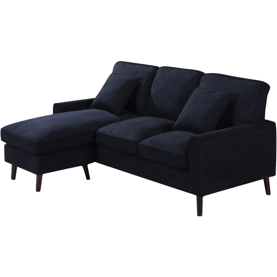Merano – Reversible Sofa Sectional – Black Velvet