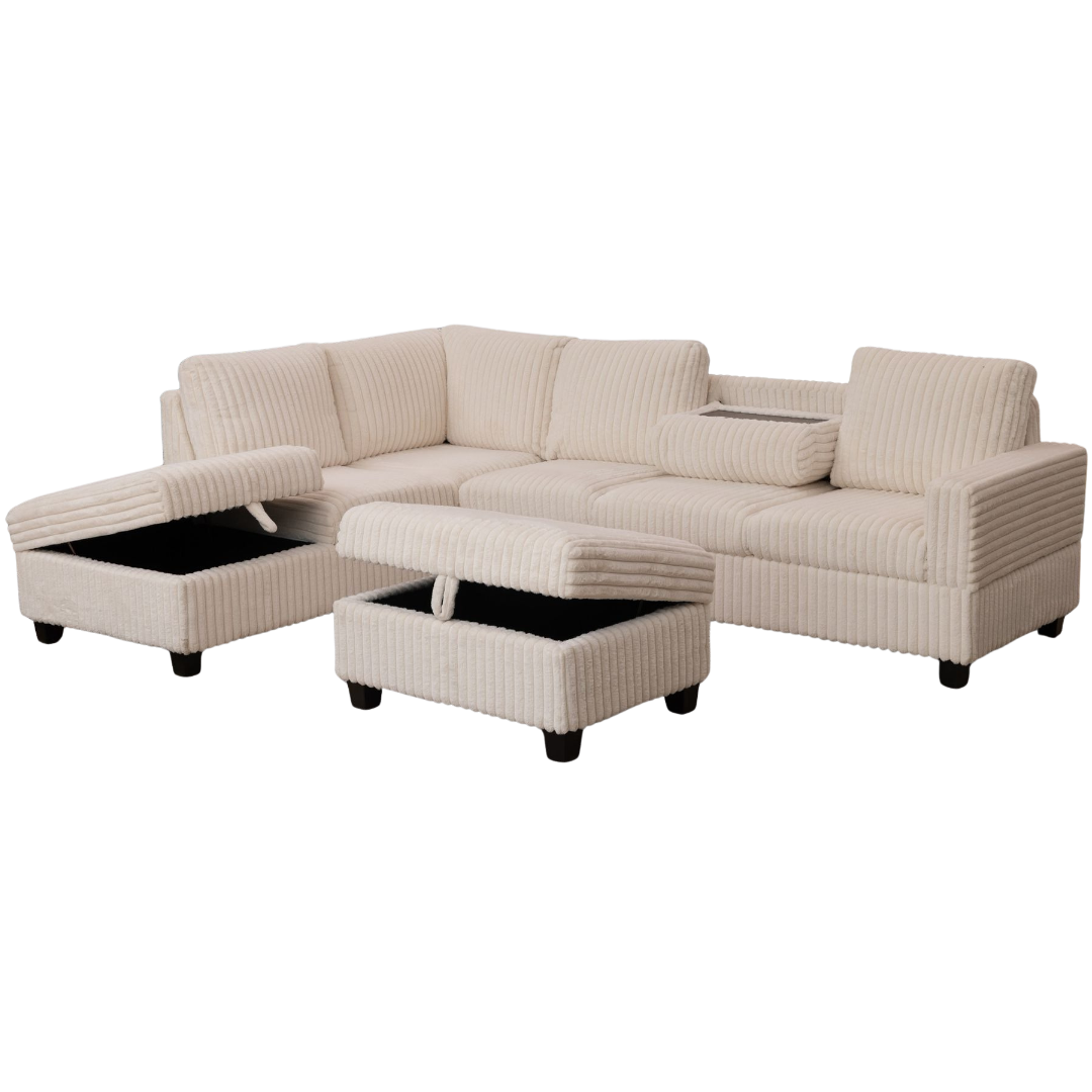 Miro – Canapé d'angle réversible – Velours beige