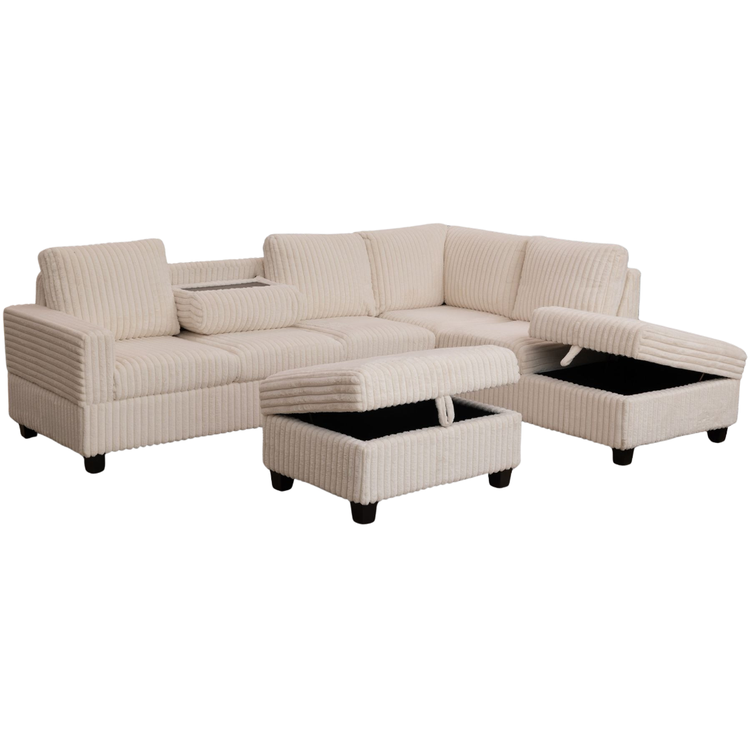 Miro – Canapé d'angle réversible – Velours beige