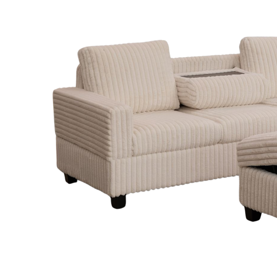 Miro – Canapé d'angle réversible – Velours beige