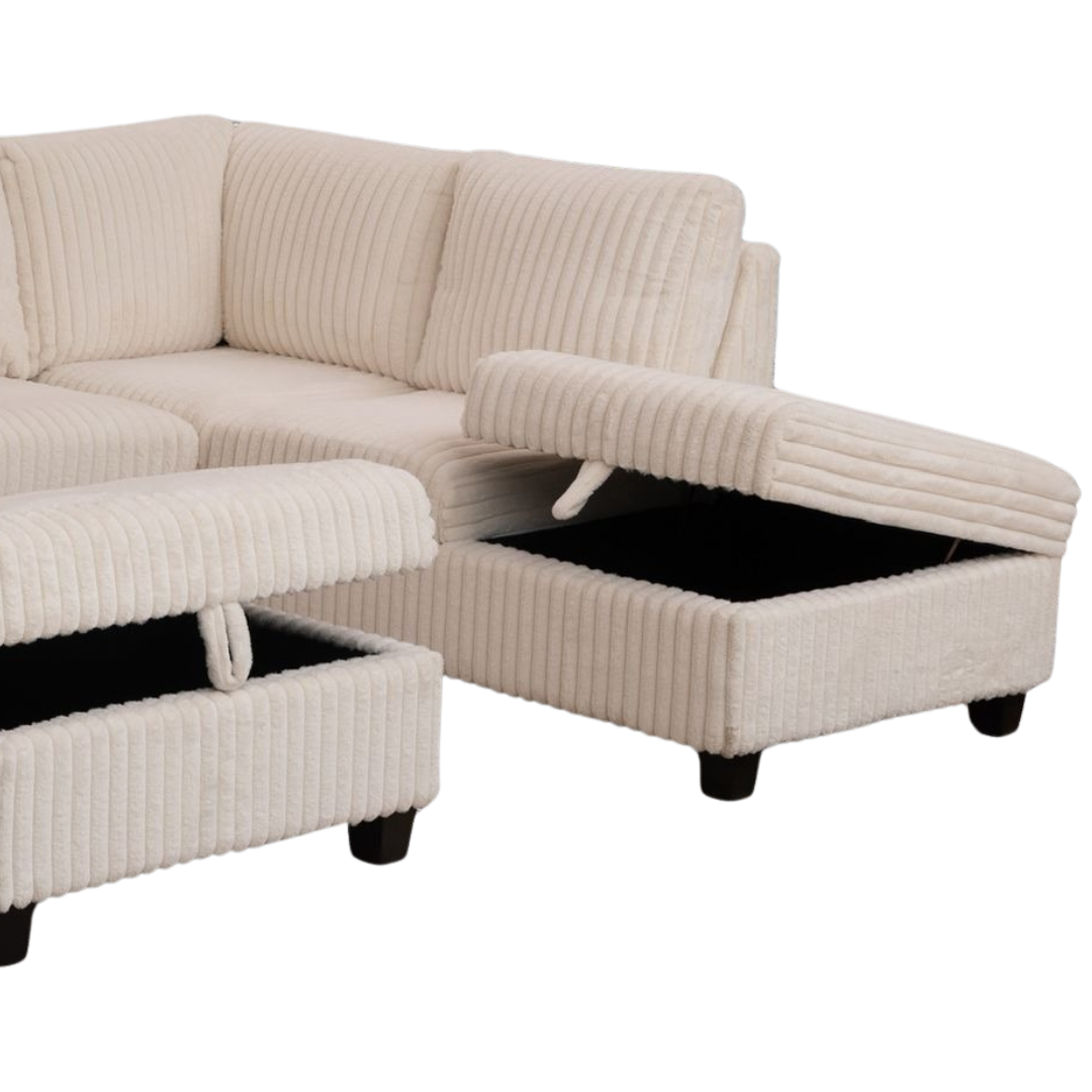 Miro – Canapé d'angle réversible – Velours beige