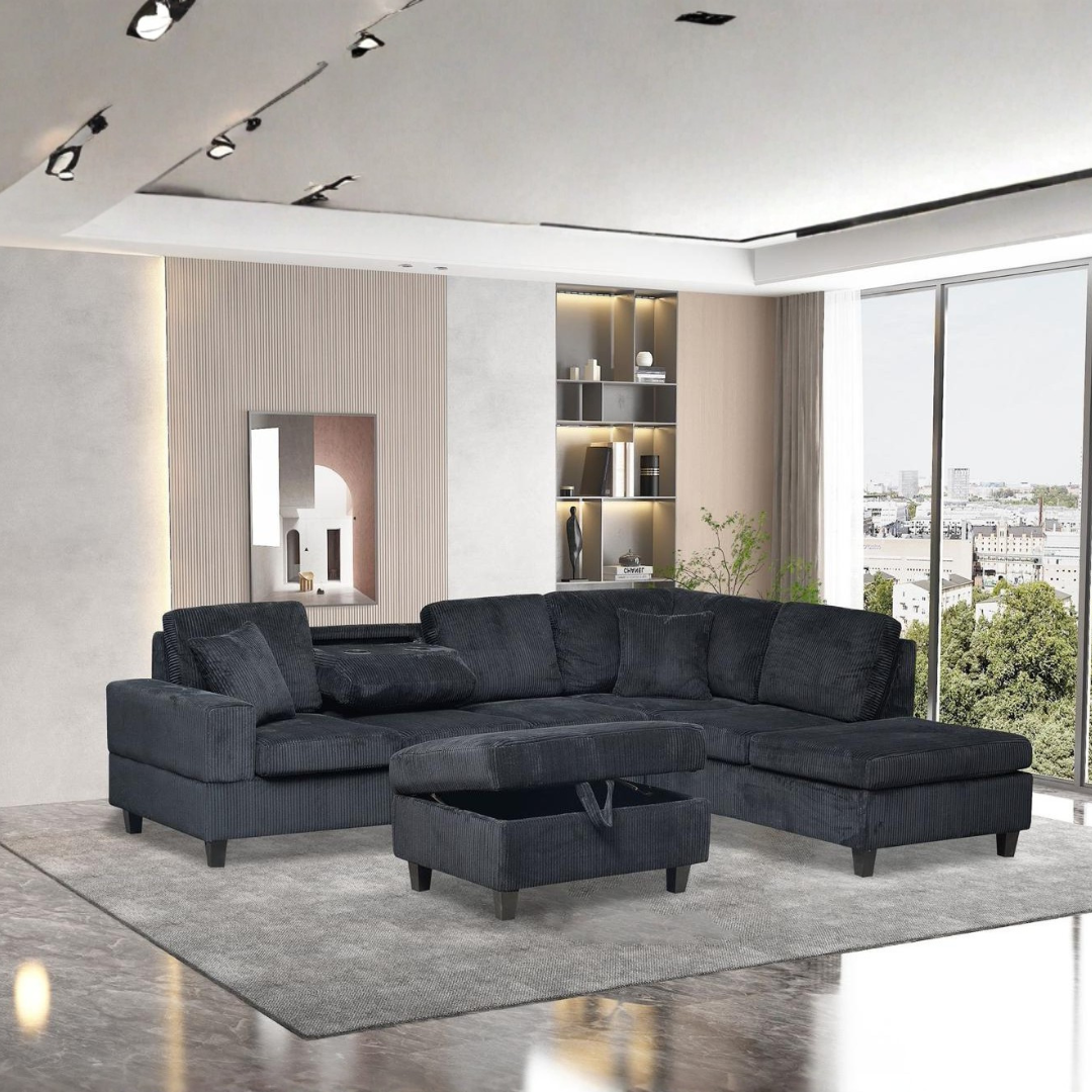 Miro – Sofa Sectional – Black Velvet