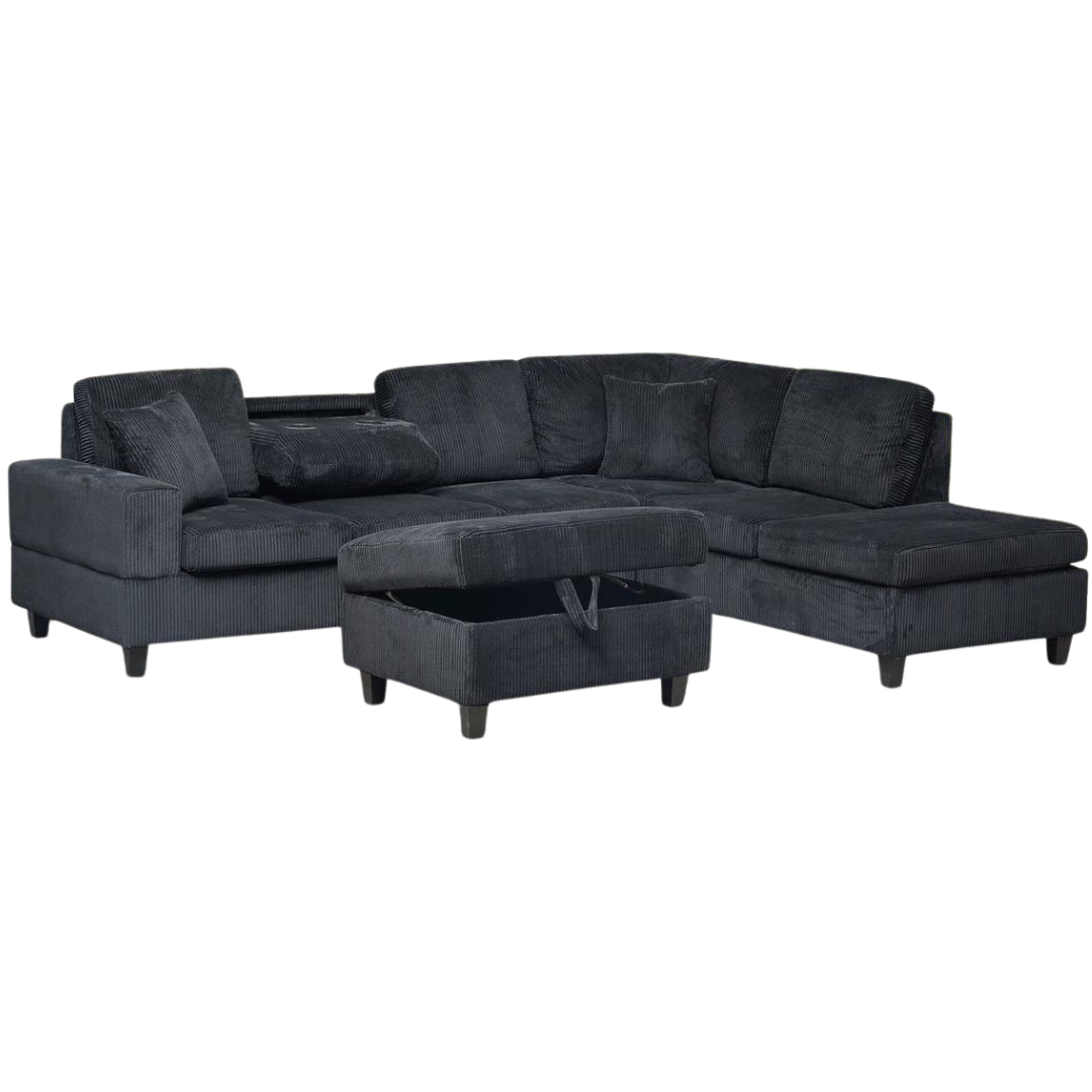 Miro – Canapé d'angle – Velours noir