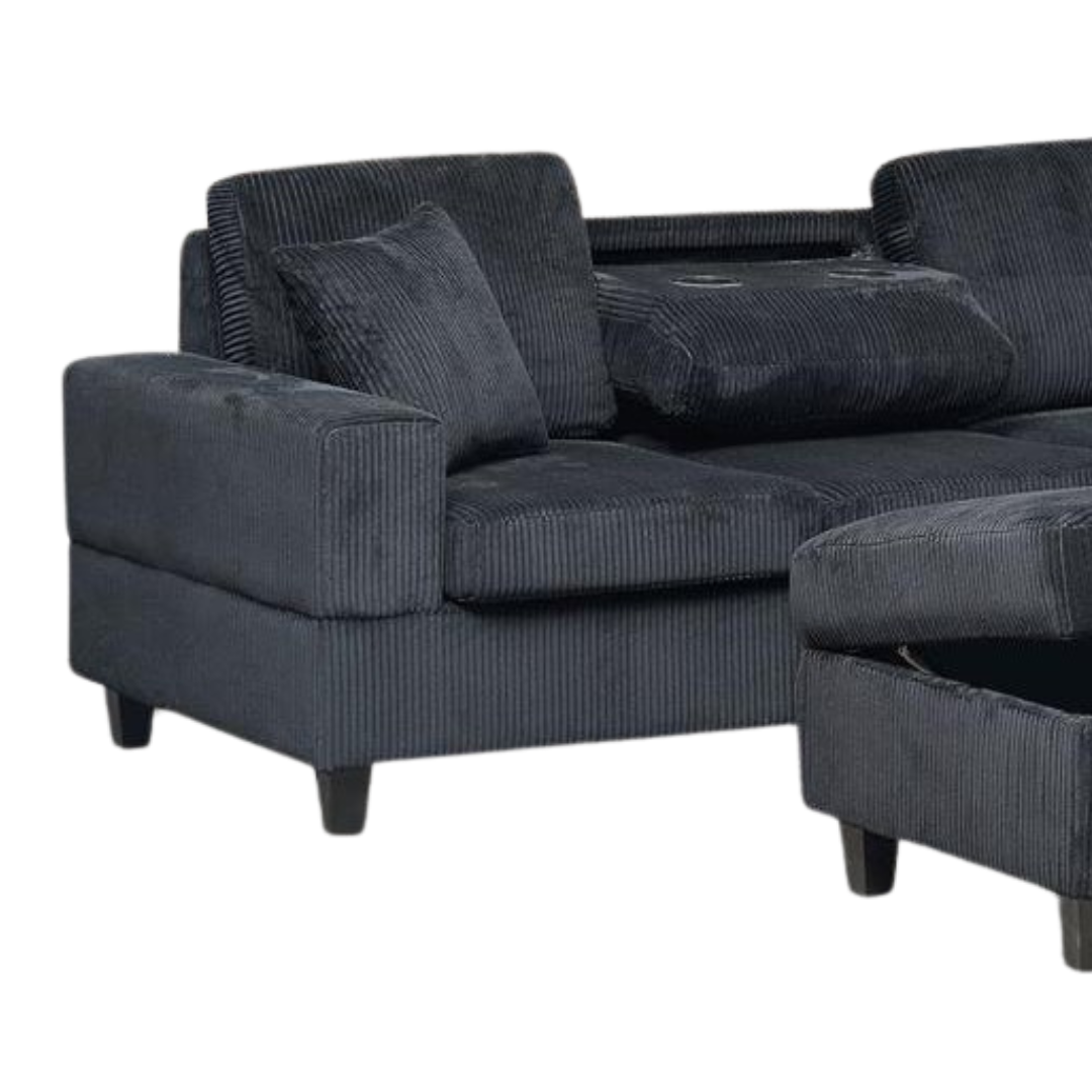 Miro – Canapé d'angle – Velours noir