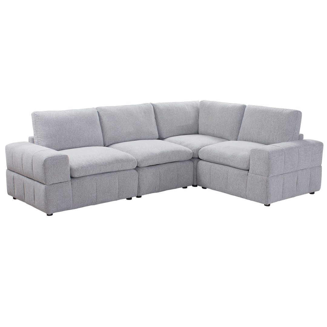 Momento – Canapé d'angle modulaire 4 pièces – Tissu gris clair