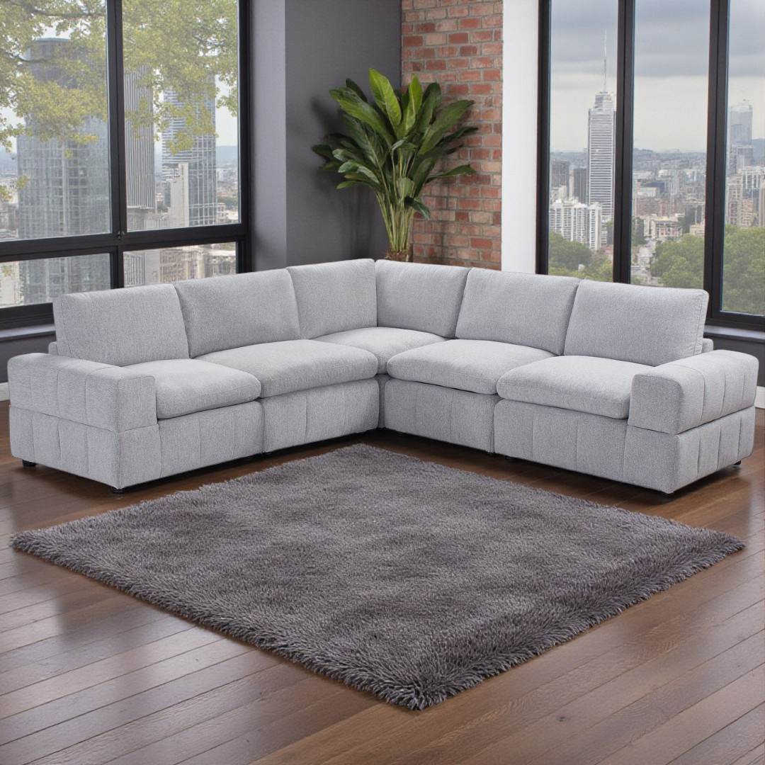Momento – 6-Piece Modular Sofa – Light Grey Fabric