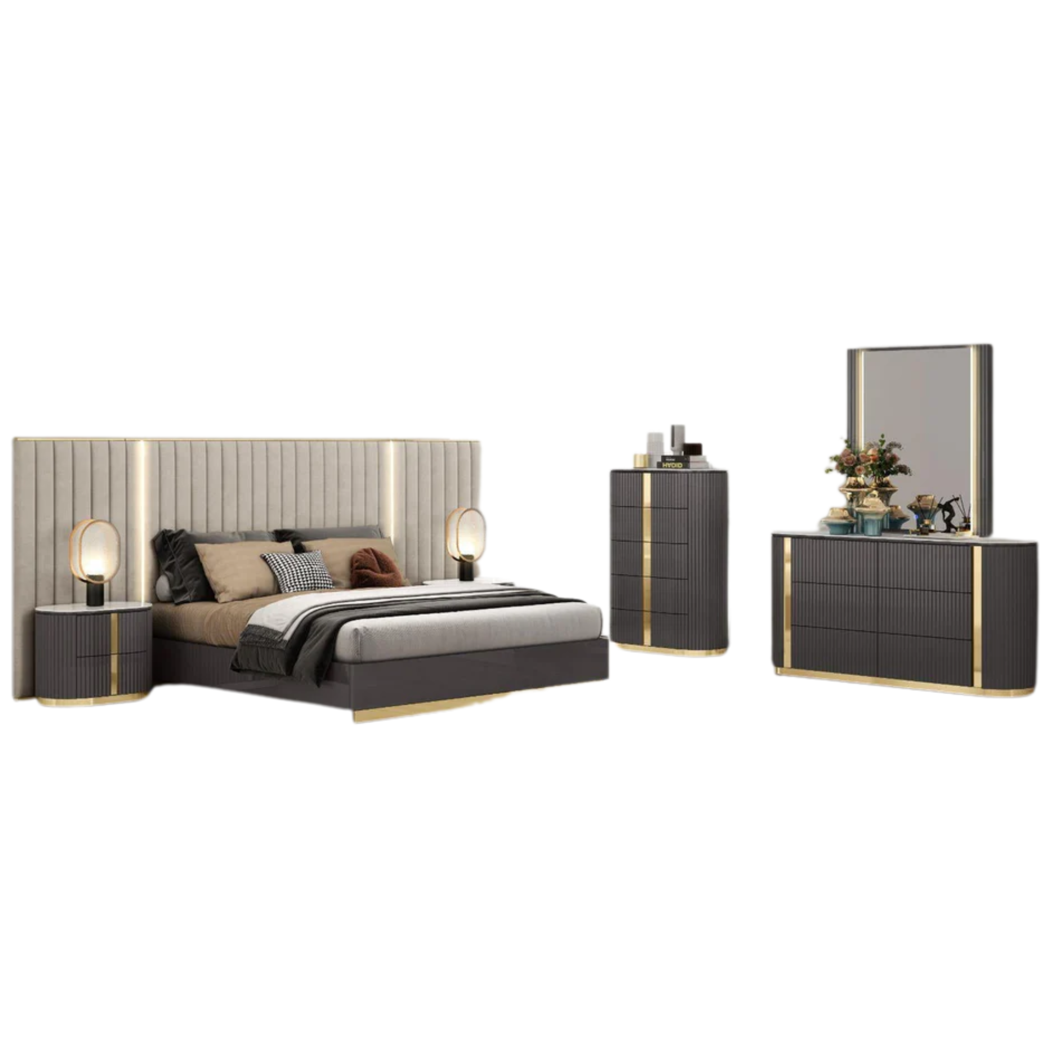 Queen Bedroom Set – Madrid Silver