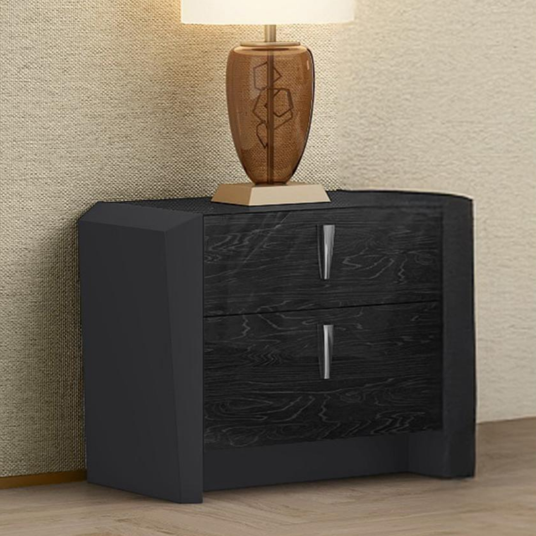 Ensemble chambre queen Manverra 6 pièces gris noyer avec tête de lit LED et rangement hydraulique – Montréal