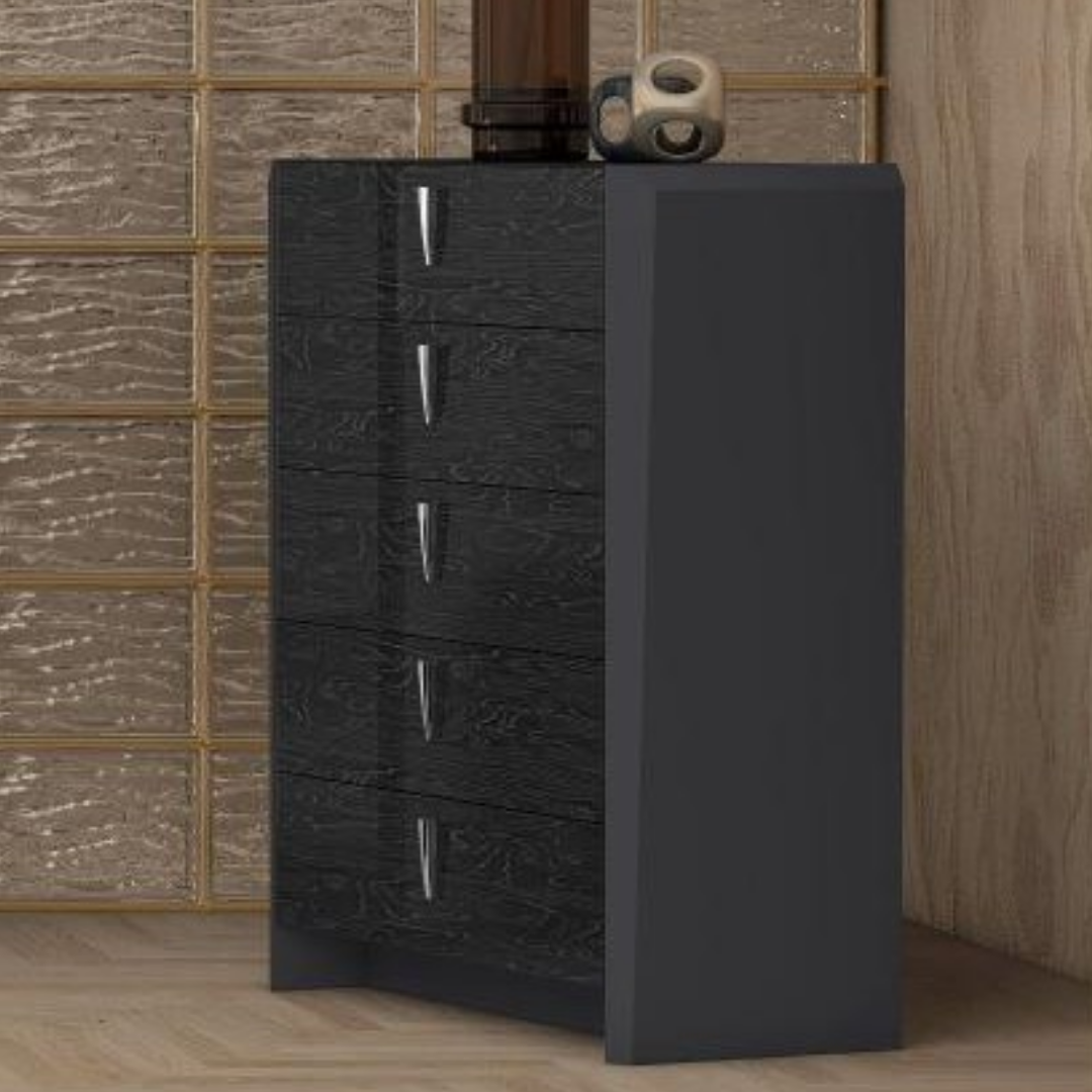Ensemble chambre queen Manverra 6 pièces gris noyer avec tête de lit LED et rangement hydraulique – Montréal