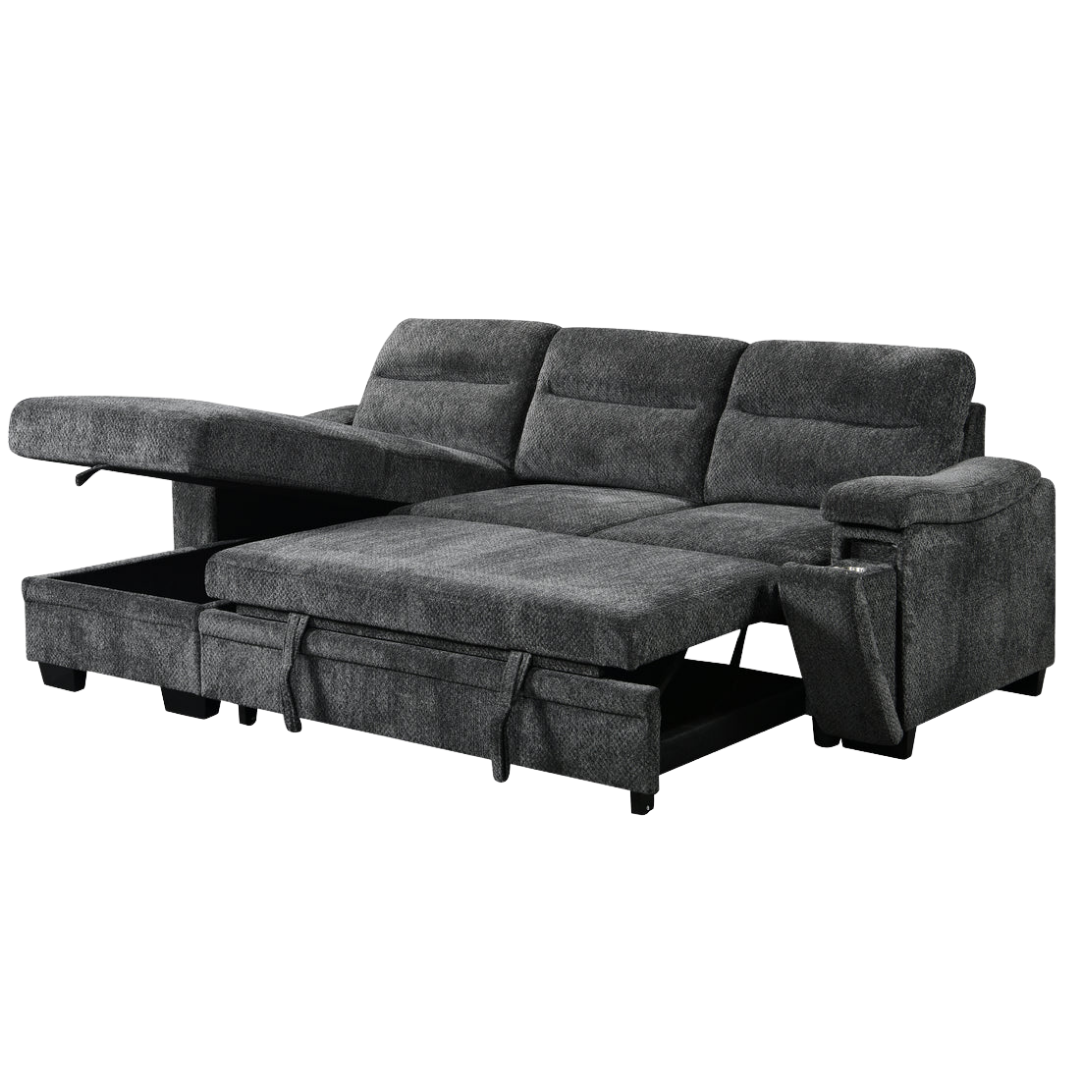 Marivo – Canapé-lit d'angle réversible – Gris foncé