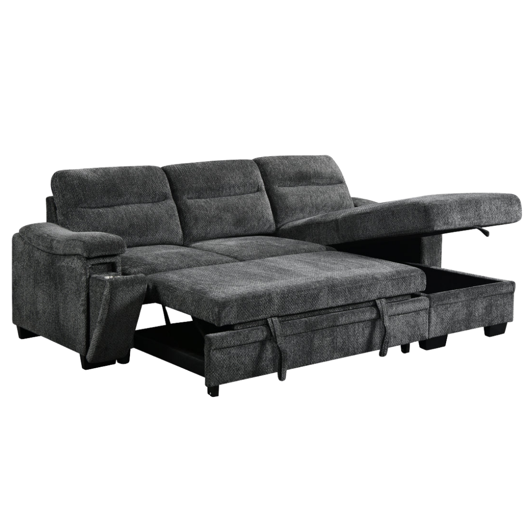 Marivo – Canapé-lit d'angle réversible – Gris foncé