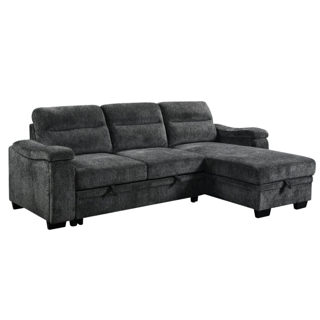 Marivo – Canapé-lit d'angle réversible – Gris foncé