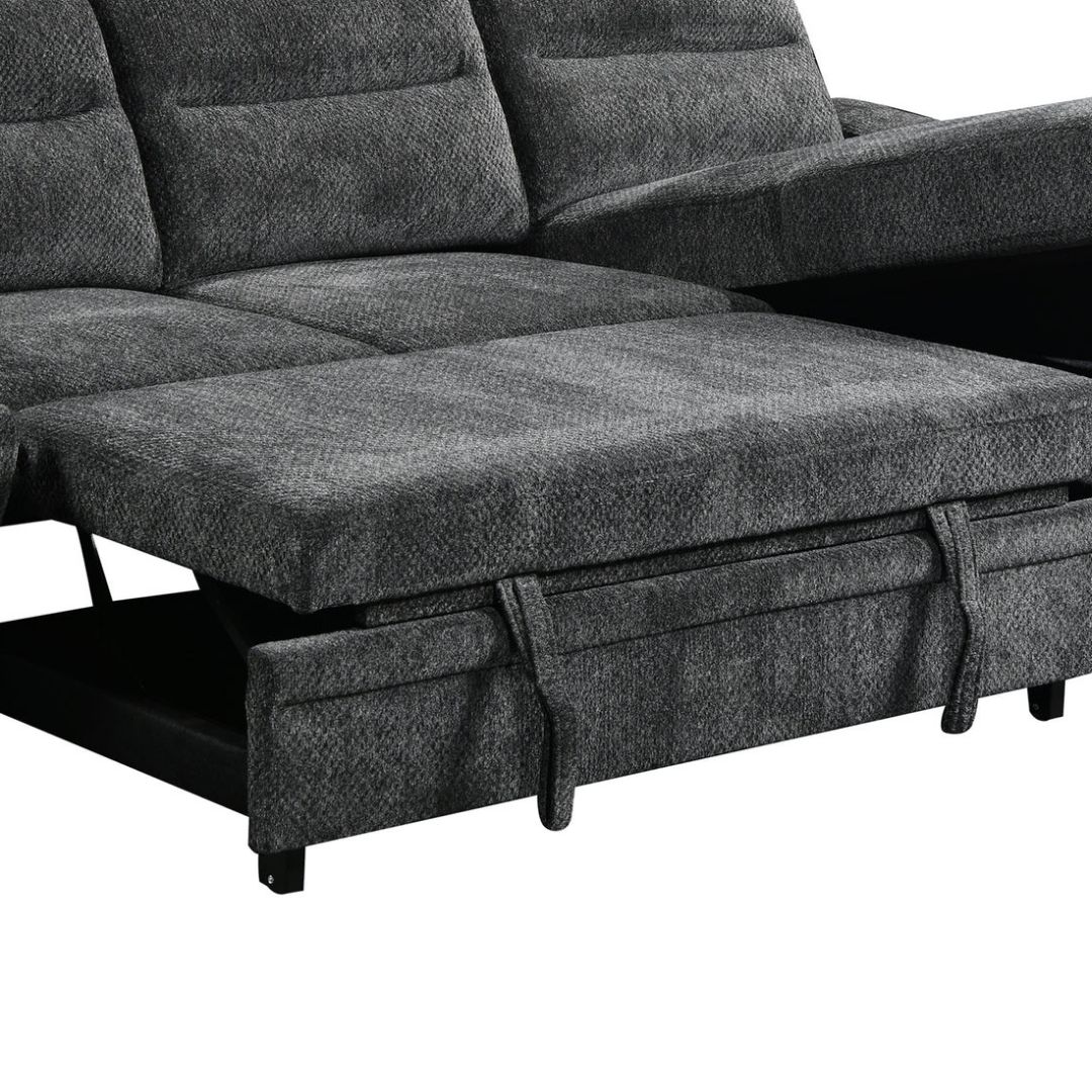 Marivo – Canapé-lit d'angle réversible – Gris foncé