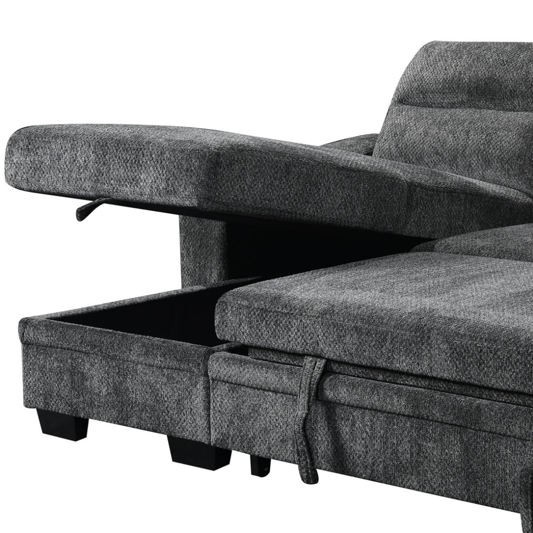 Marivo – Canapé-lit d'angle réversible – Gris foncé