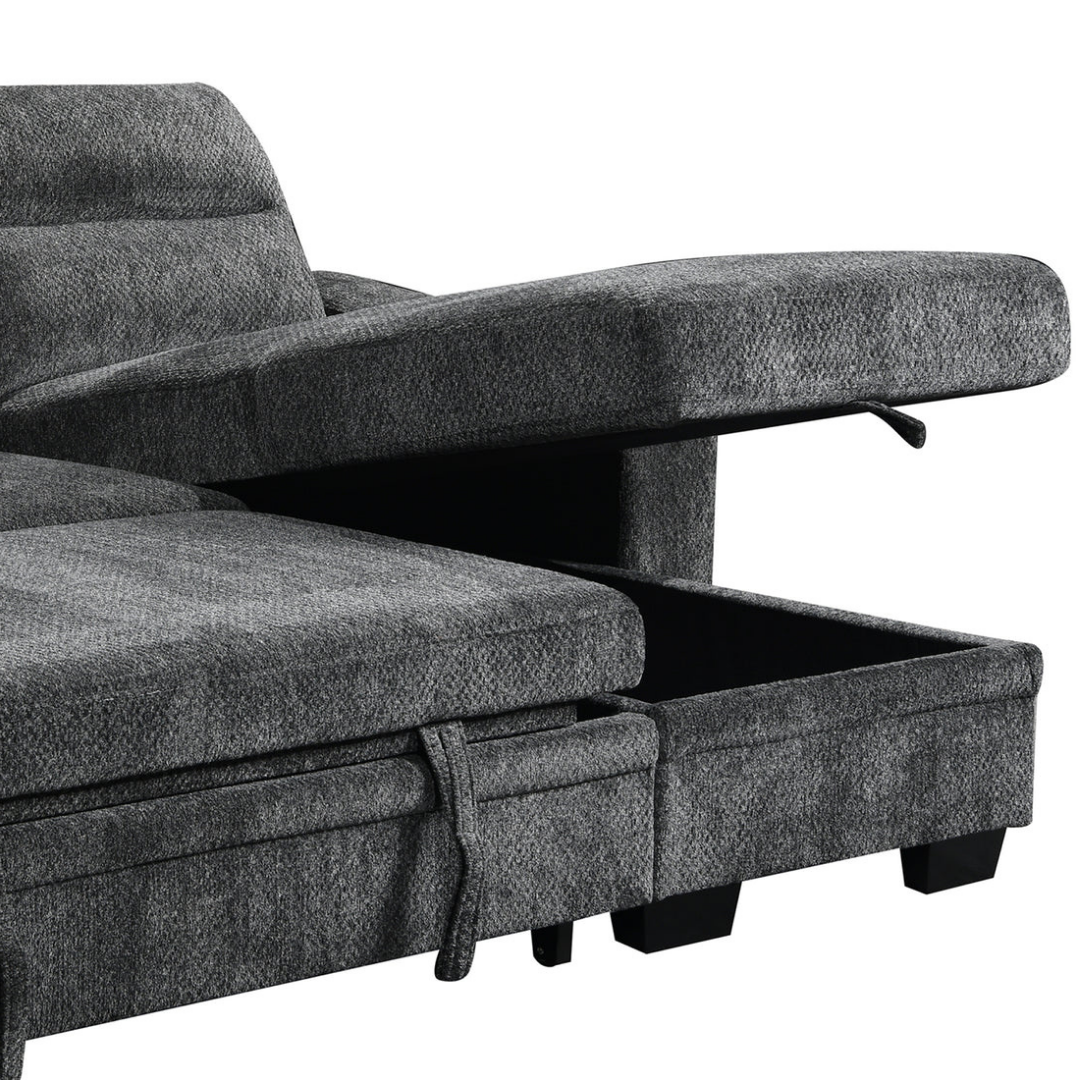 Marivo – Canapé-lit d'angle réversible – Gris foncé