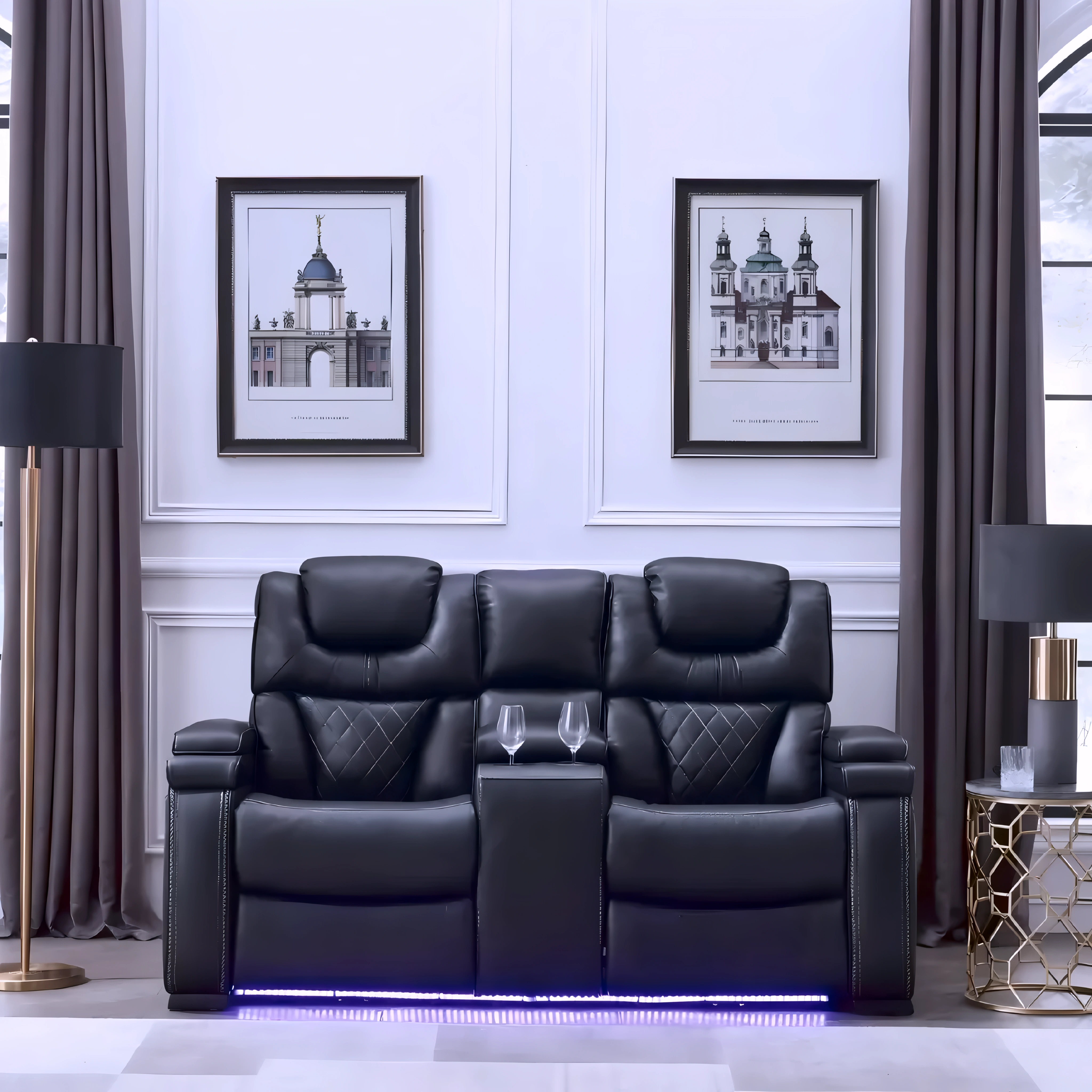 Marvik – Power Recliner Set – Leather-Gel – Black