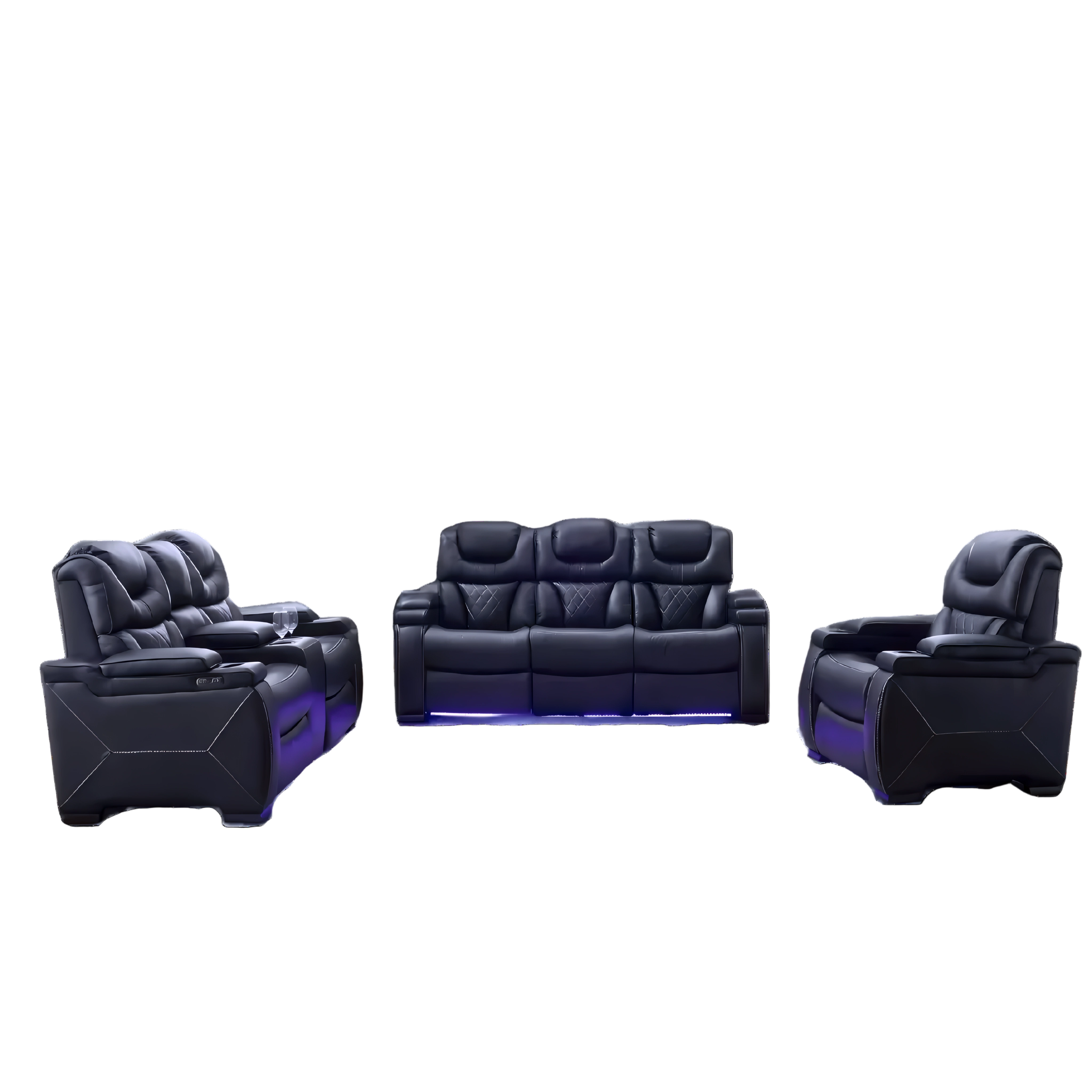 Marvik – Power Recliner Set – Leather-Gel – Black