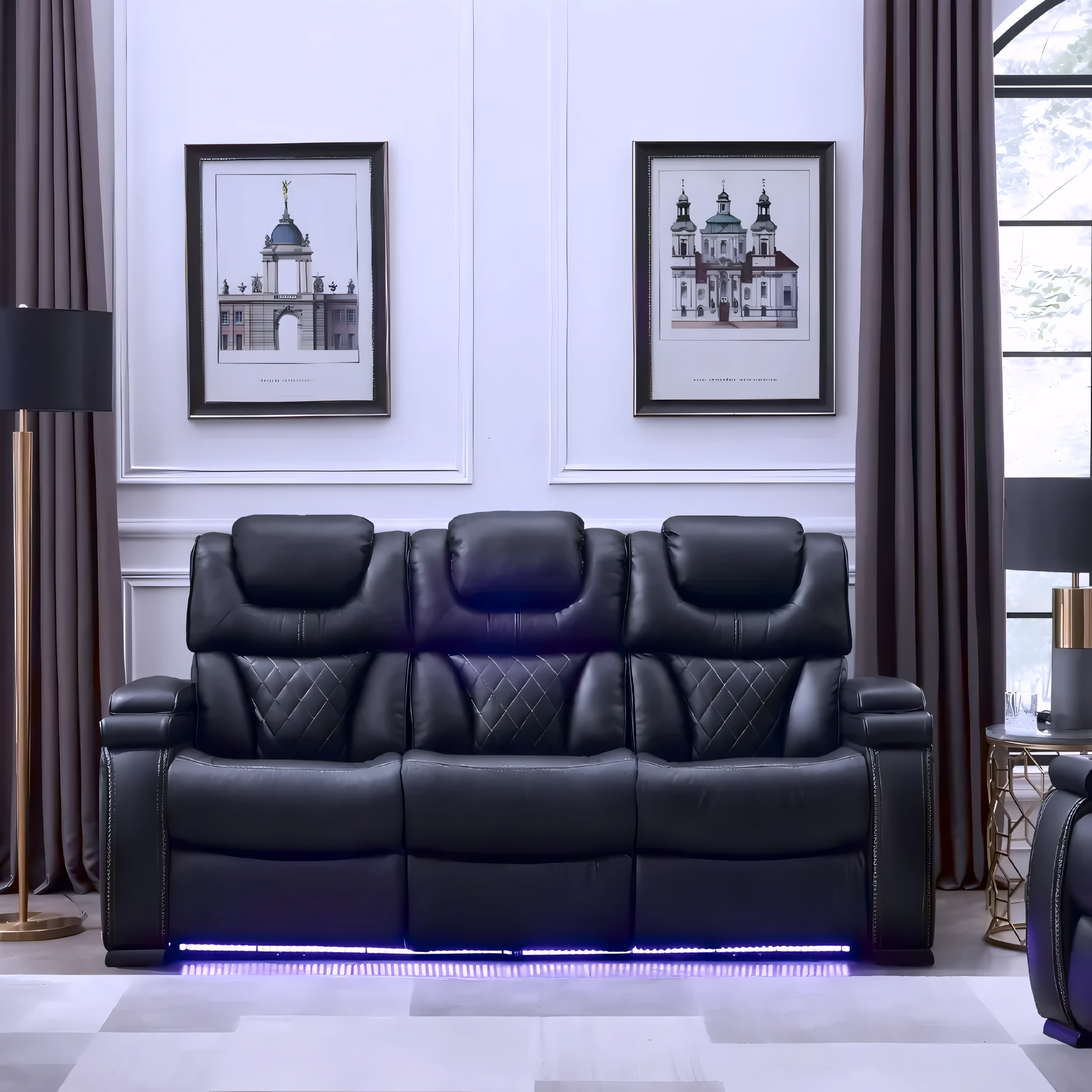 Marvik – Power Recliner Set – Leather-Gel – Black