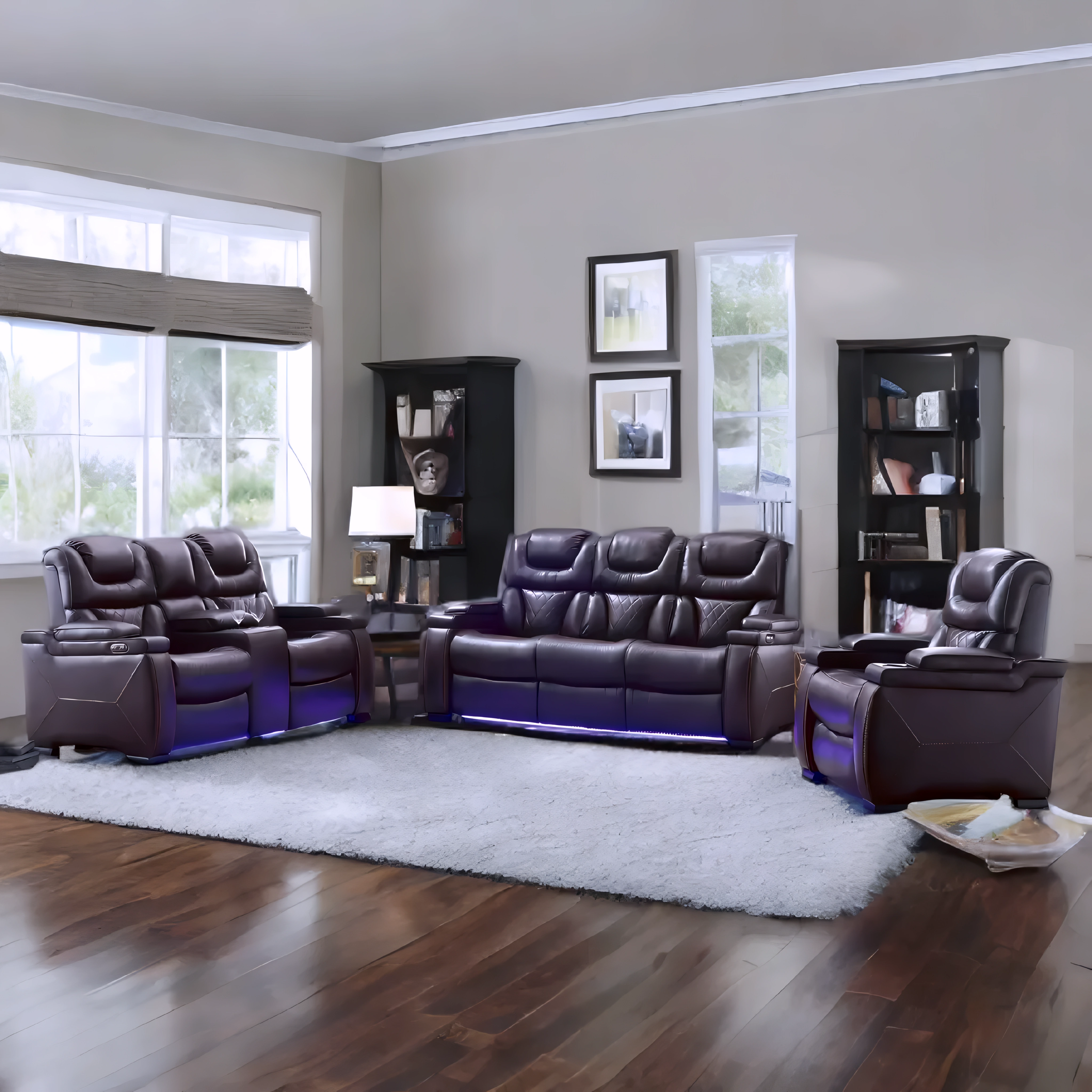 Marvik – Power Recliner Set – Leather-Gel – Brown