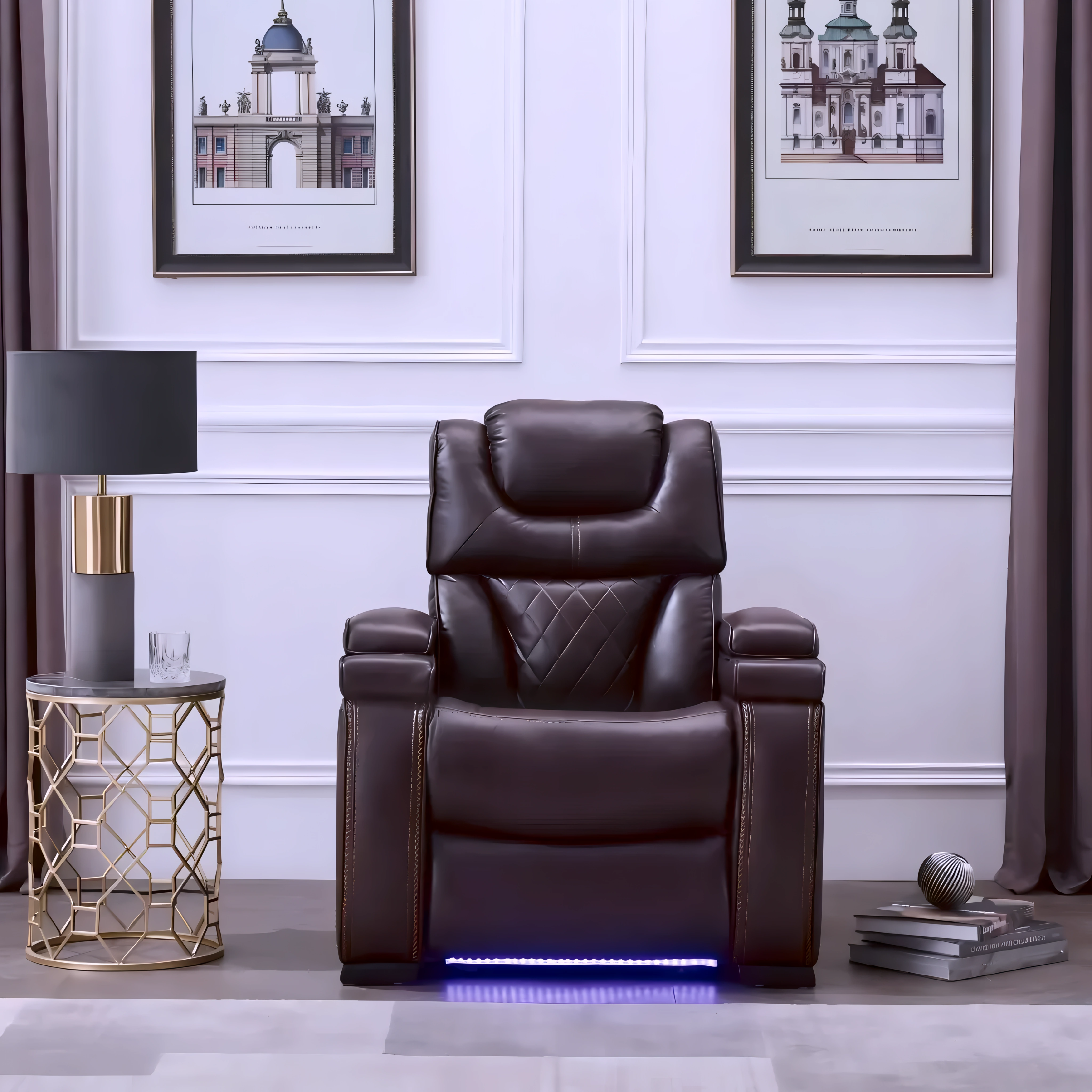 Marvik – Power Recliner Set – Leather-Gel – Brown