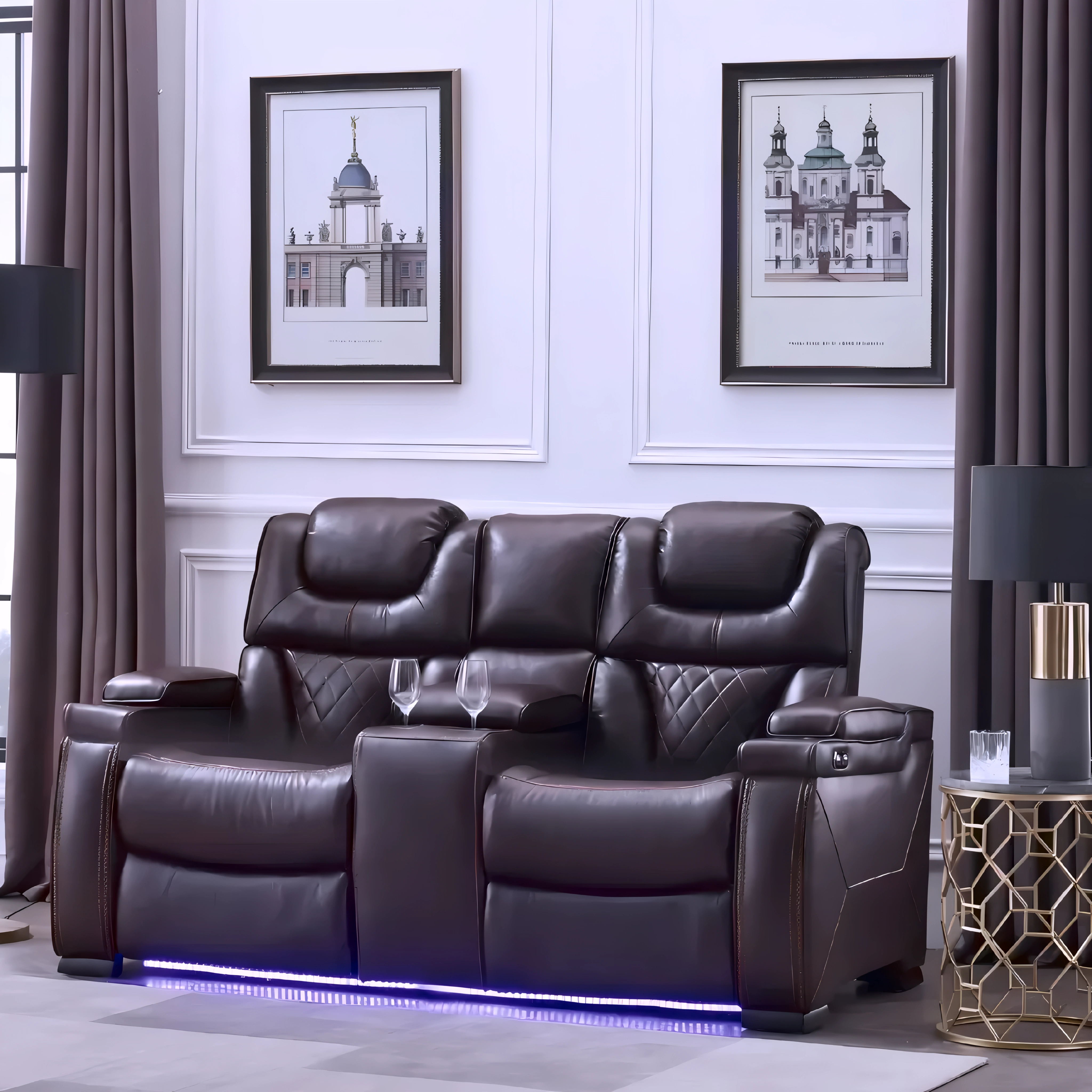 Marvik – Power Recliner Set – Leather-Gel – Brown