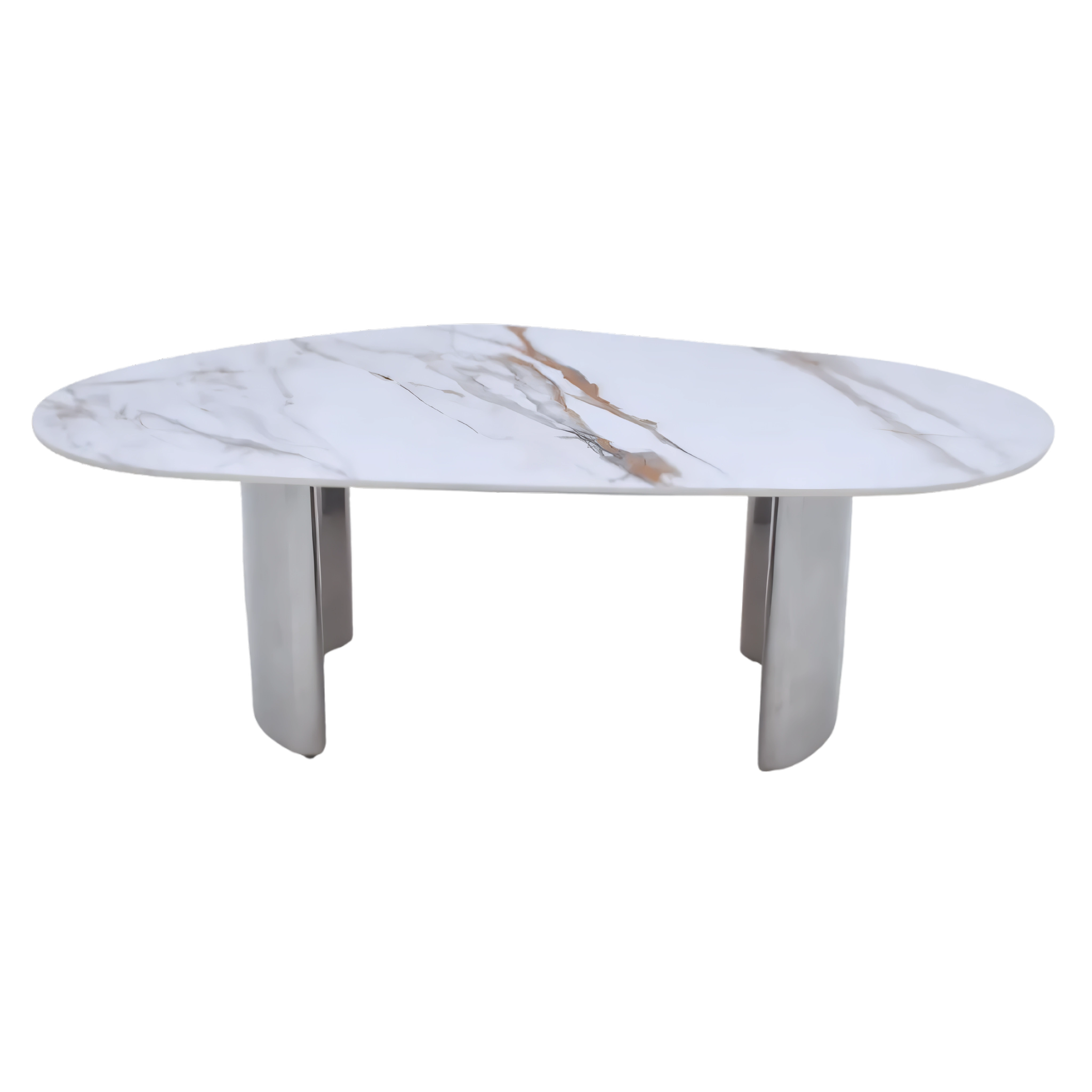 Marvion – Ceramic Oval Coffee Table – Carbon Steel Base