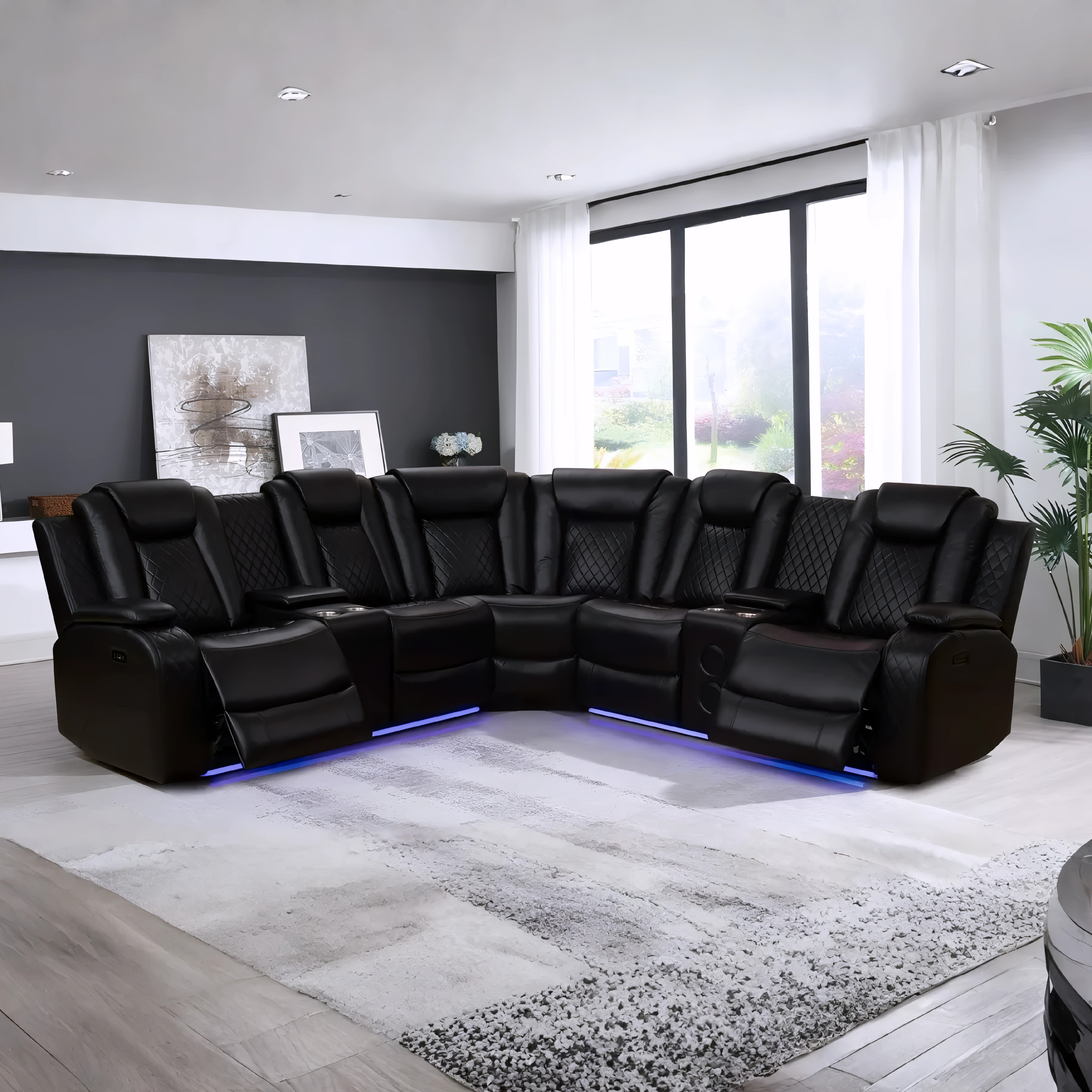 Merkan – Modular Power Recliner Sectional – Black