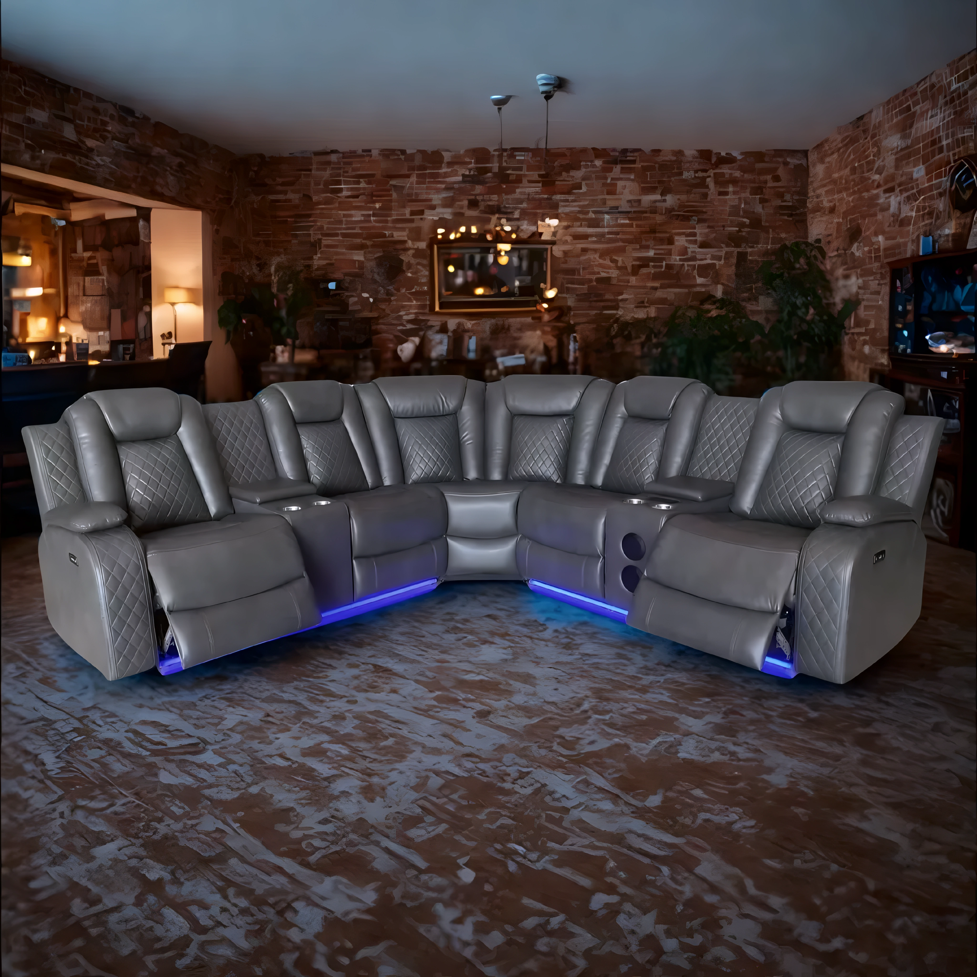 Merkan – Power Recliner Sectional – Grey