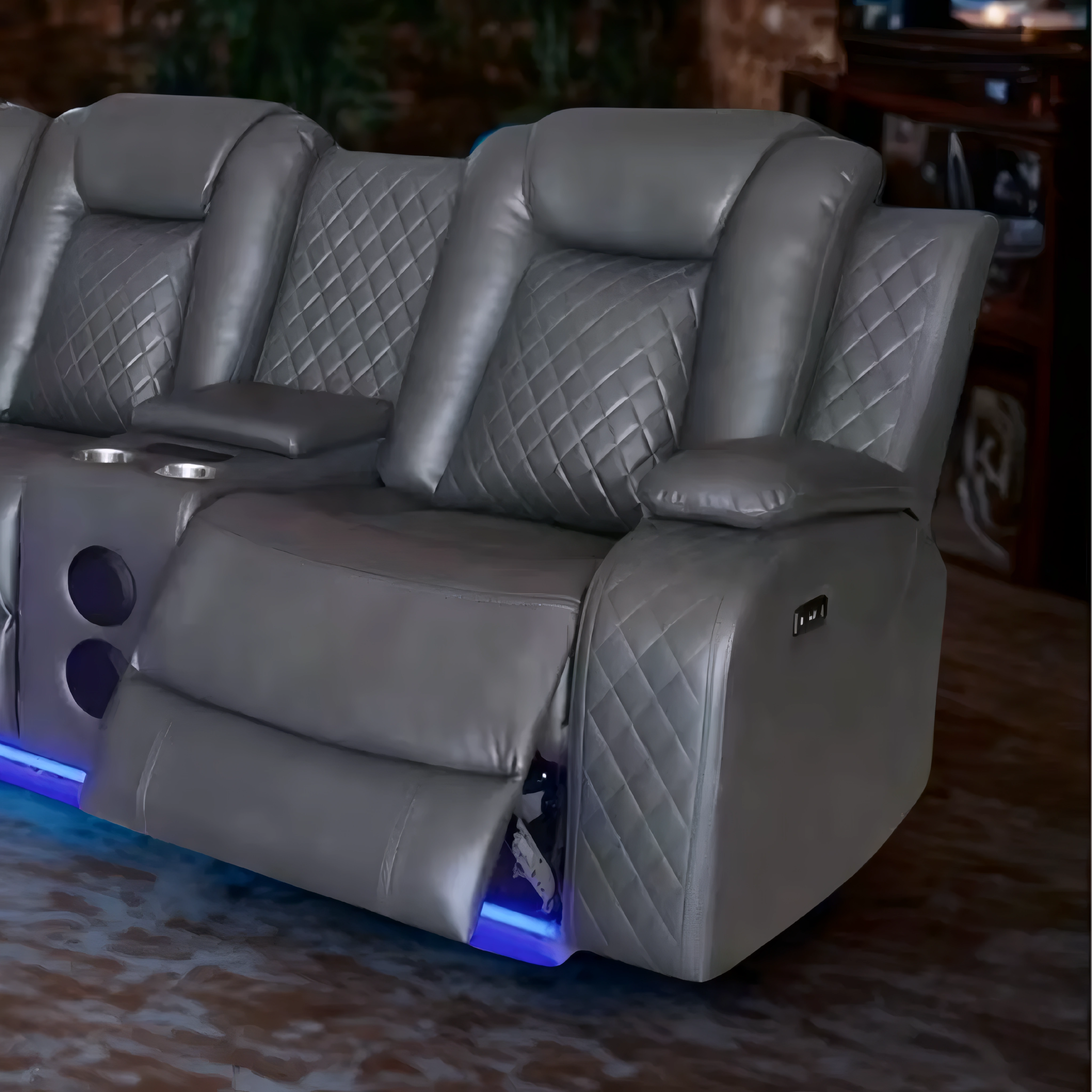 Merkan – Power Recliner Sectional – Grey