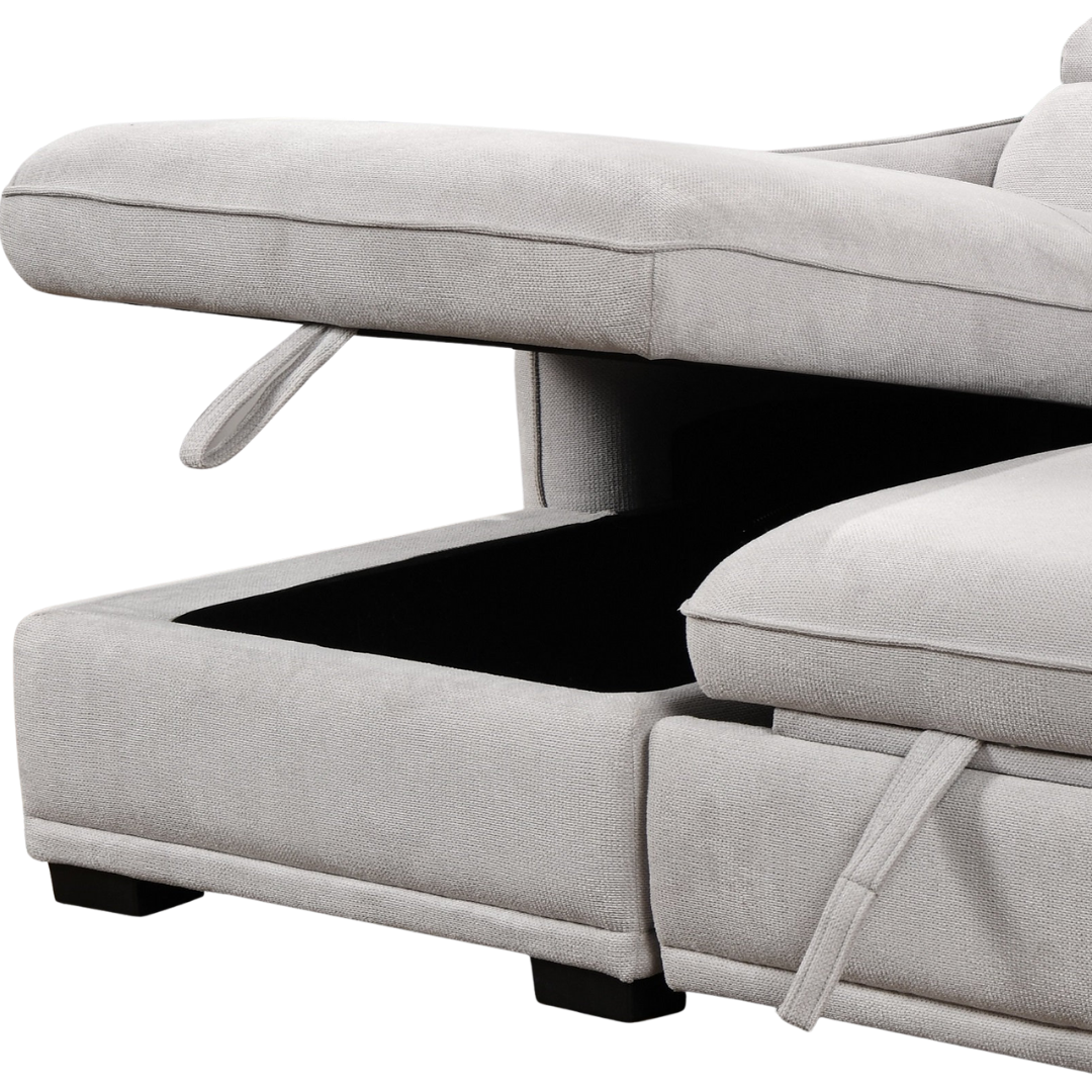 Meryn – Canapé-lit d'angle – Gris clair