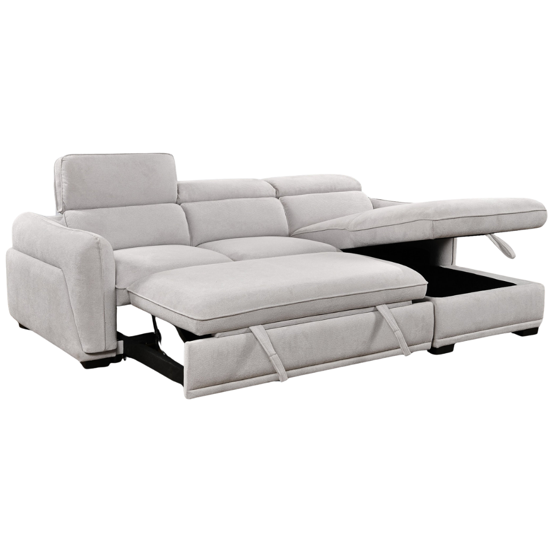 Meryn – Canapé-lit d'angle – Gris clair