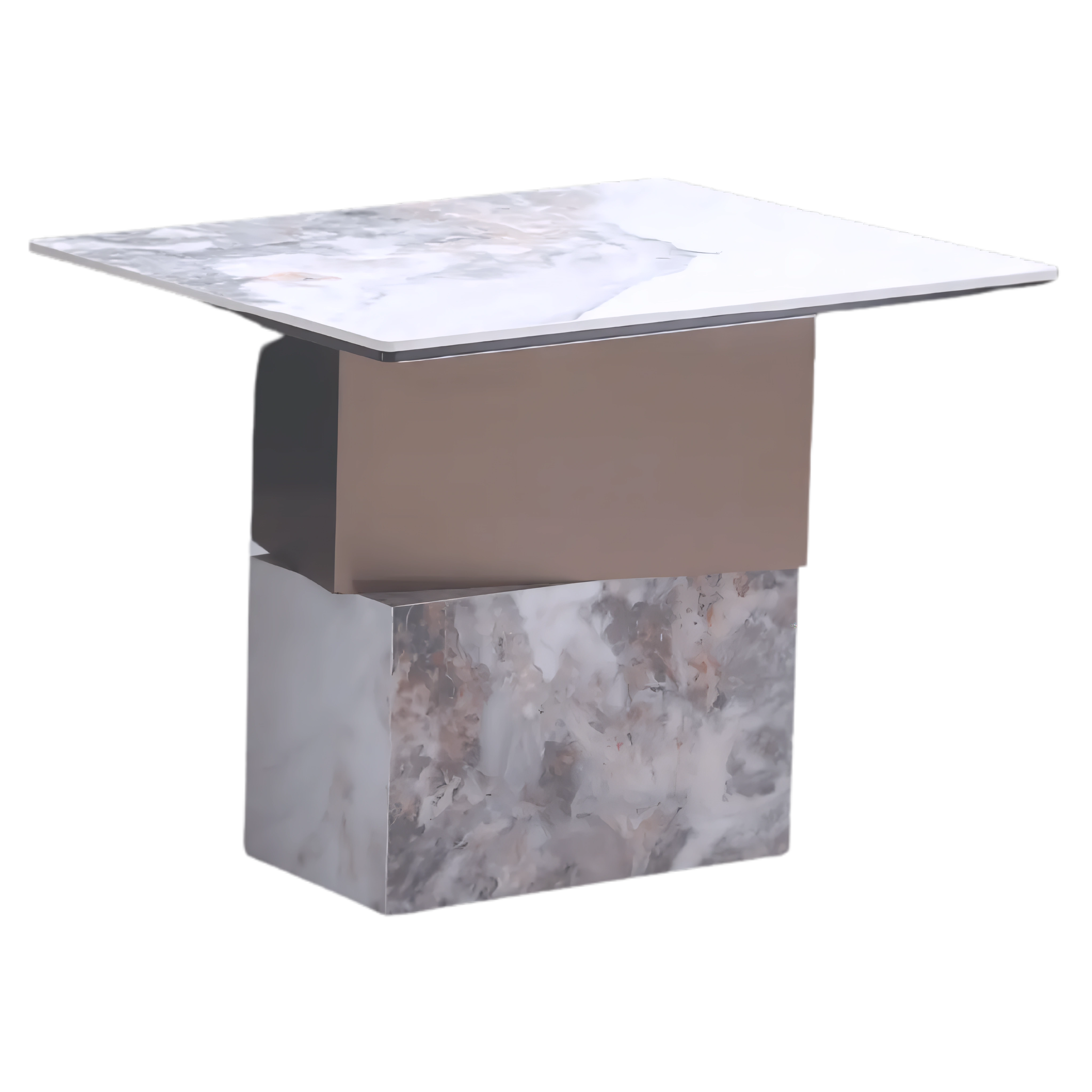 Mistrion – Table basse et table d'appoint en marbre – Pied en laiton