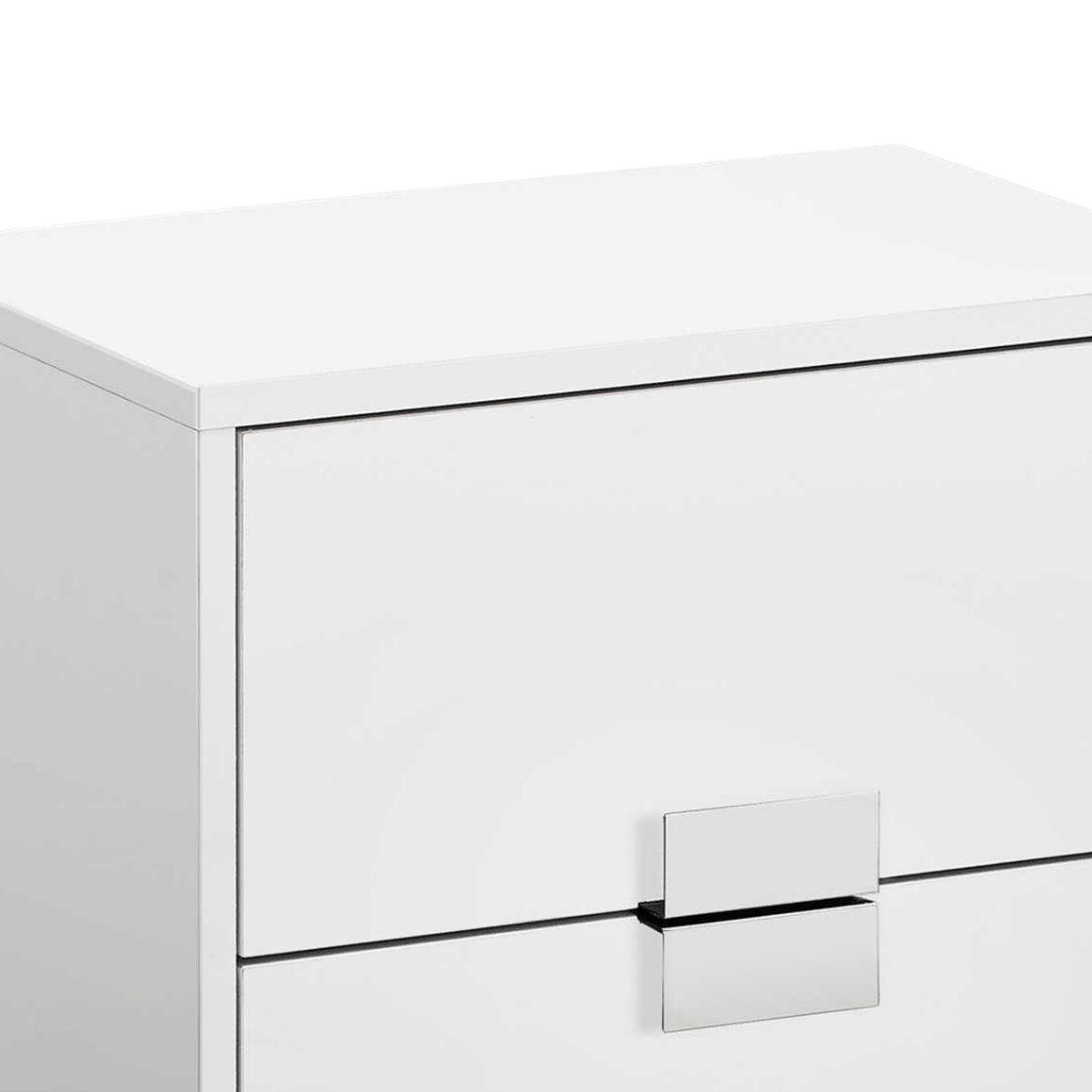 Moderna – Night Stand – White / Silver Metal