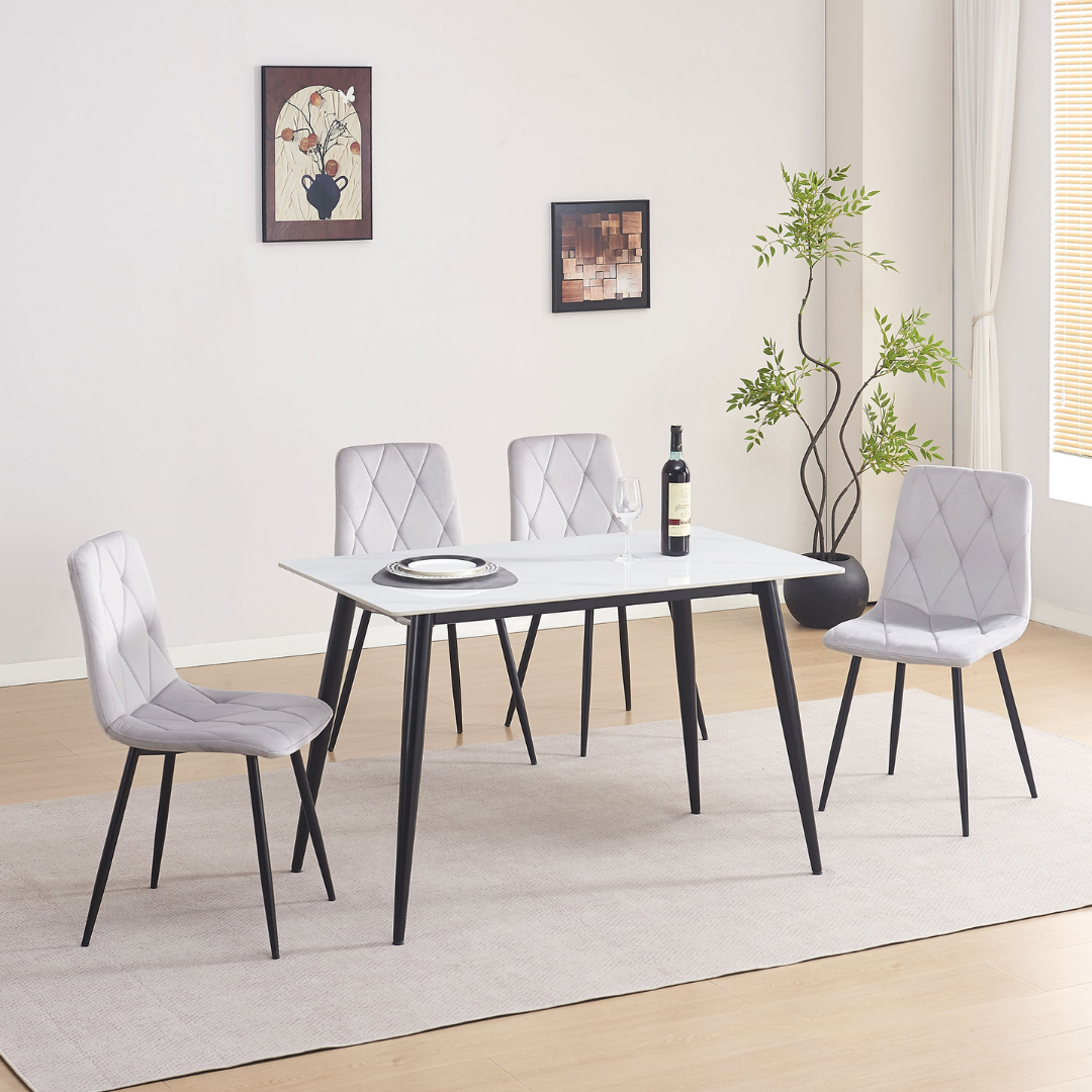 Elvion – Dining Table – Snowy White Marble Look