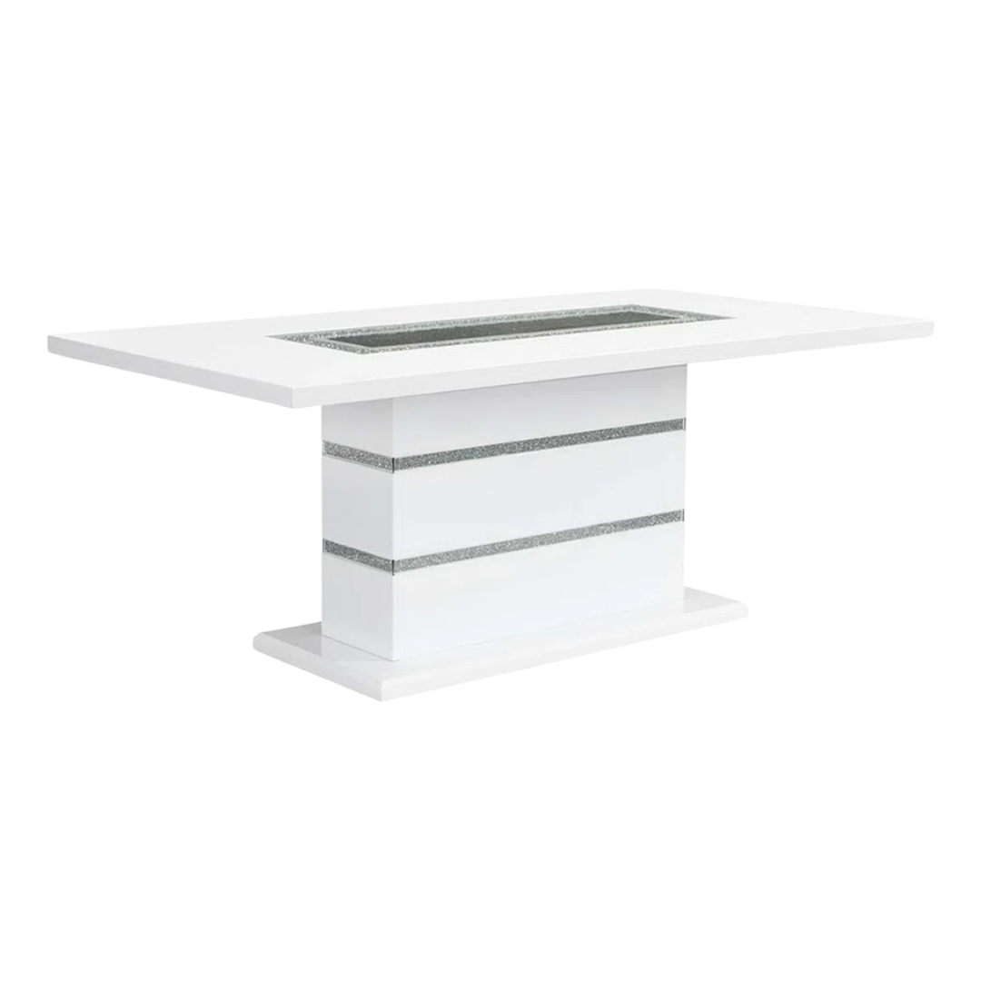 Verona – Dining Set – White High Gloss / Grey Velvet