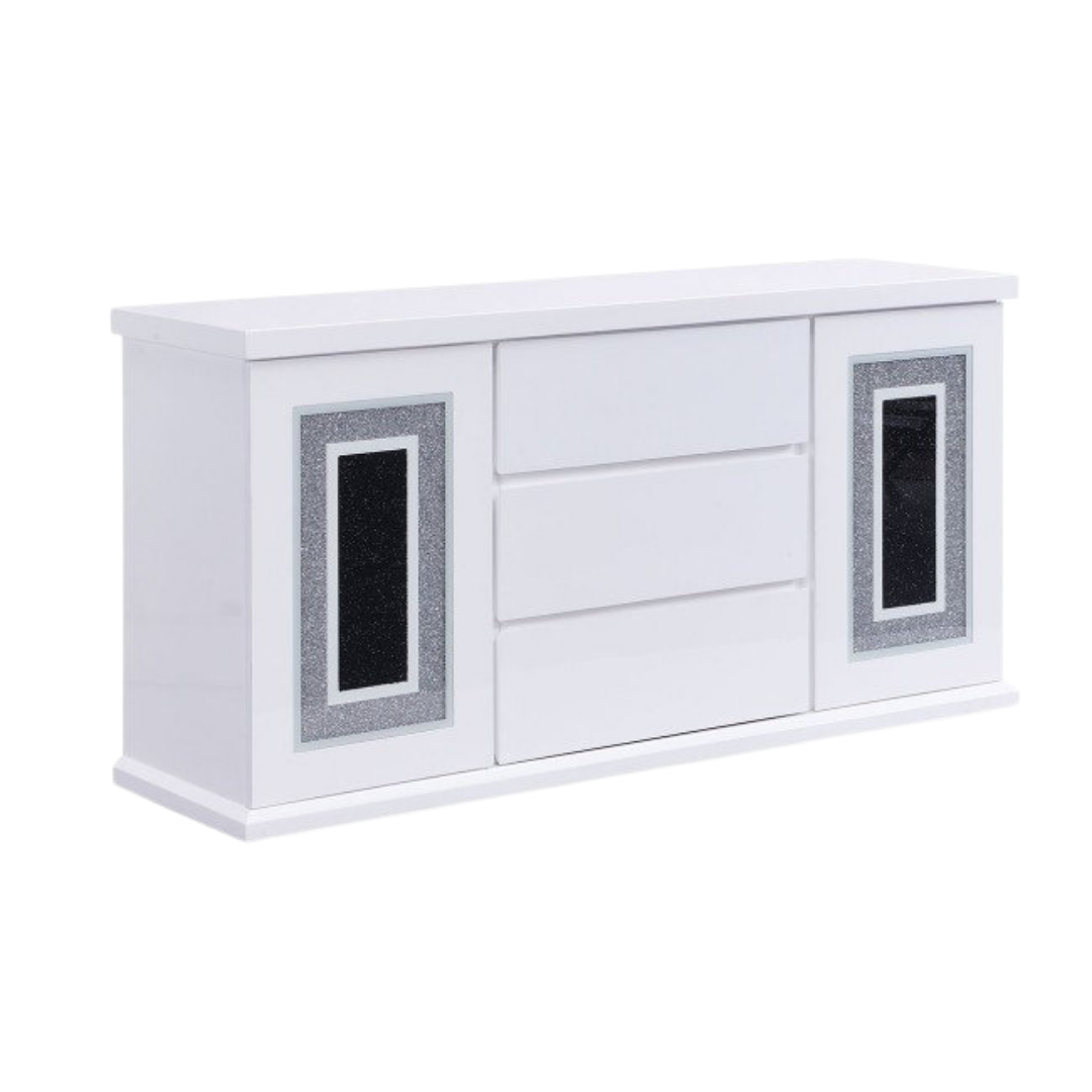 Verona – Dining Set – White High Gloss / Grey Velvet