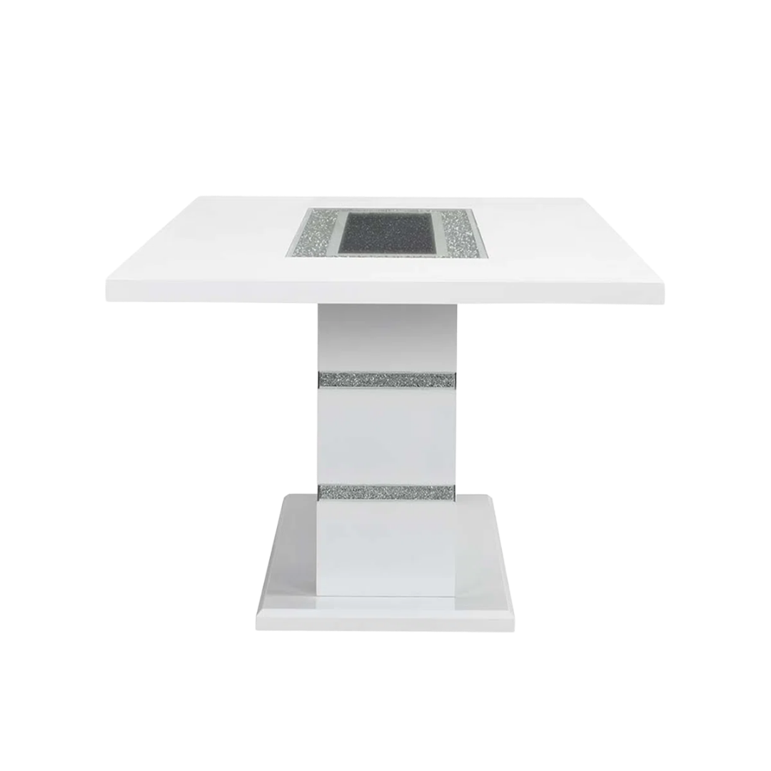 Verona – Dining Set – White High Gloss / Grey Velvet