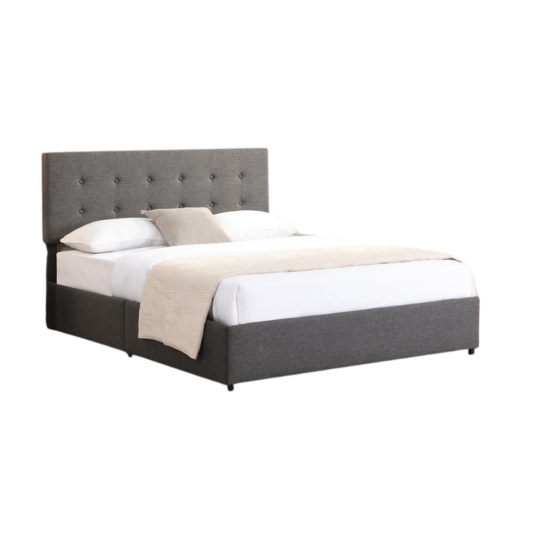 Mornex – Lit Queen – Tissu (Gris)